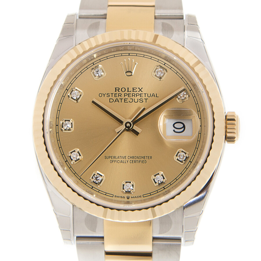 Rolex Datejust 36 Champagne Diamond Dial Men's Steel and 18kt Yellow Gold Oyster Watch 126233CDO - 2