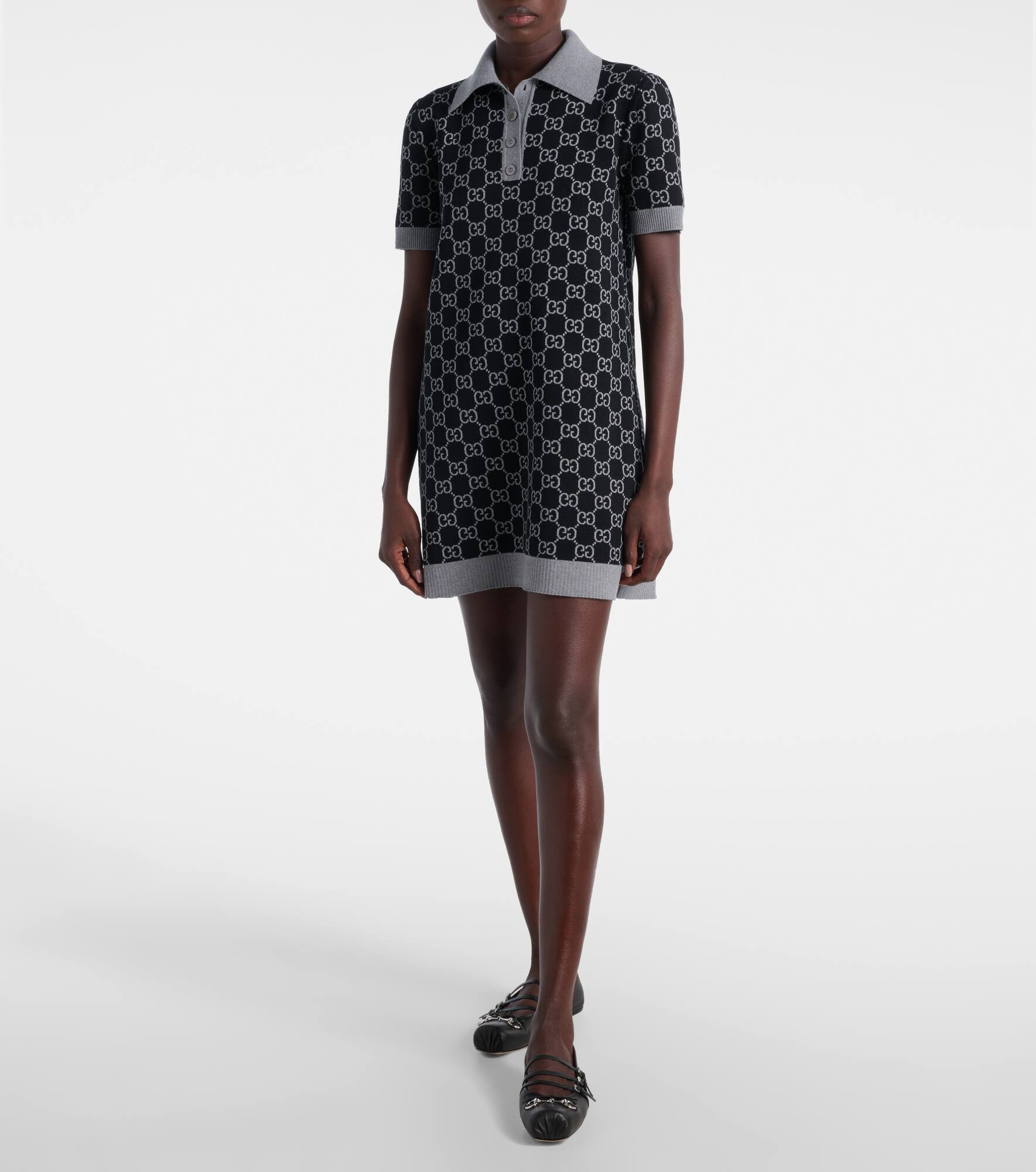 GG wool-blend polo dress - 6