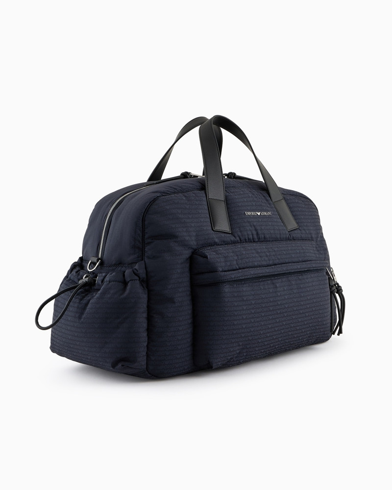 EMPORIO ARMANI NYLON DUFFEL BAG WITH ALL-OVER JACQUARD LOGO LETTERING outlook