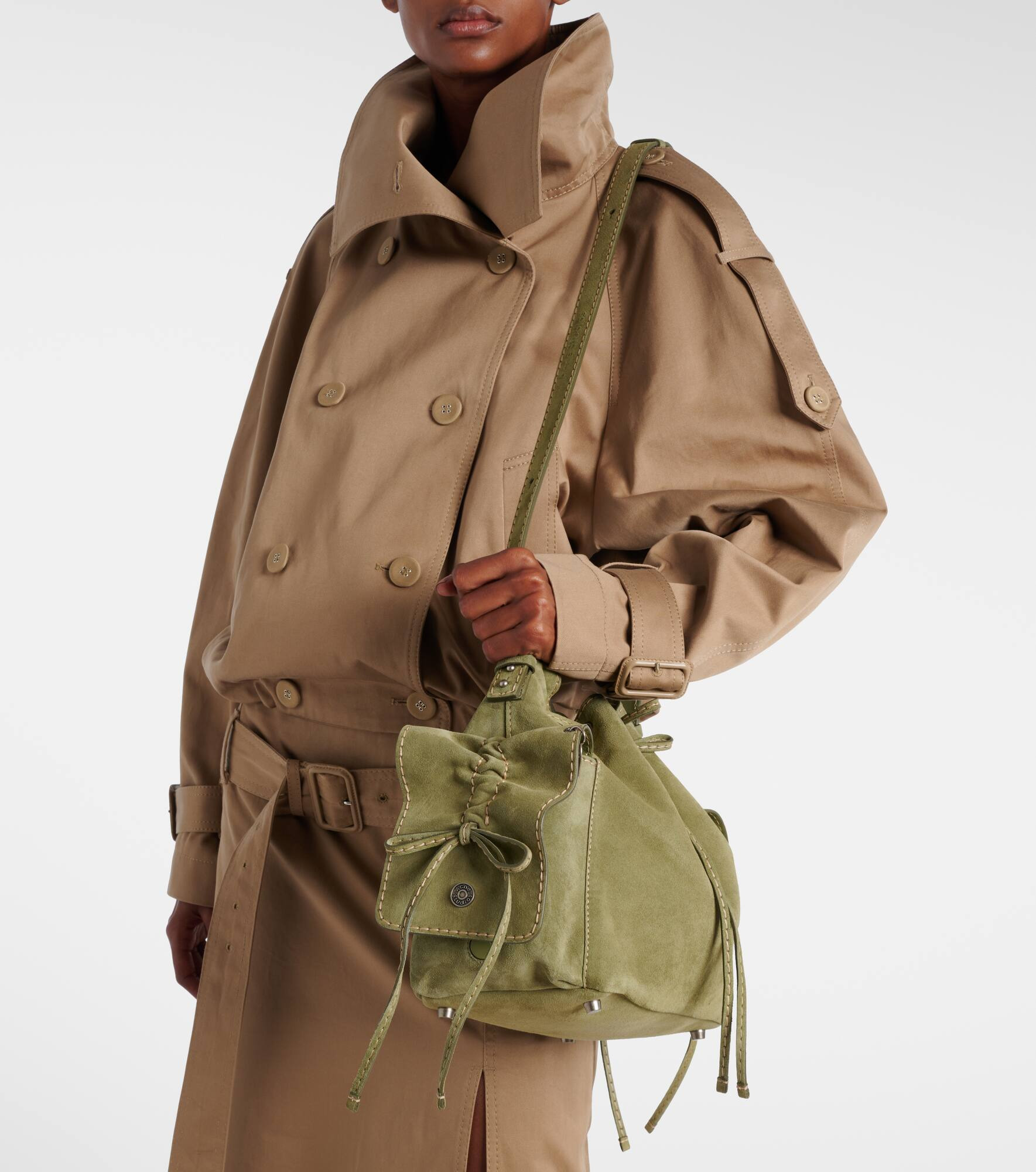 Multipocket Mini suede bucket bag - 2