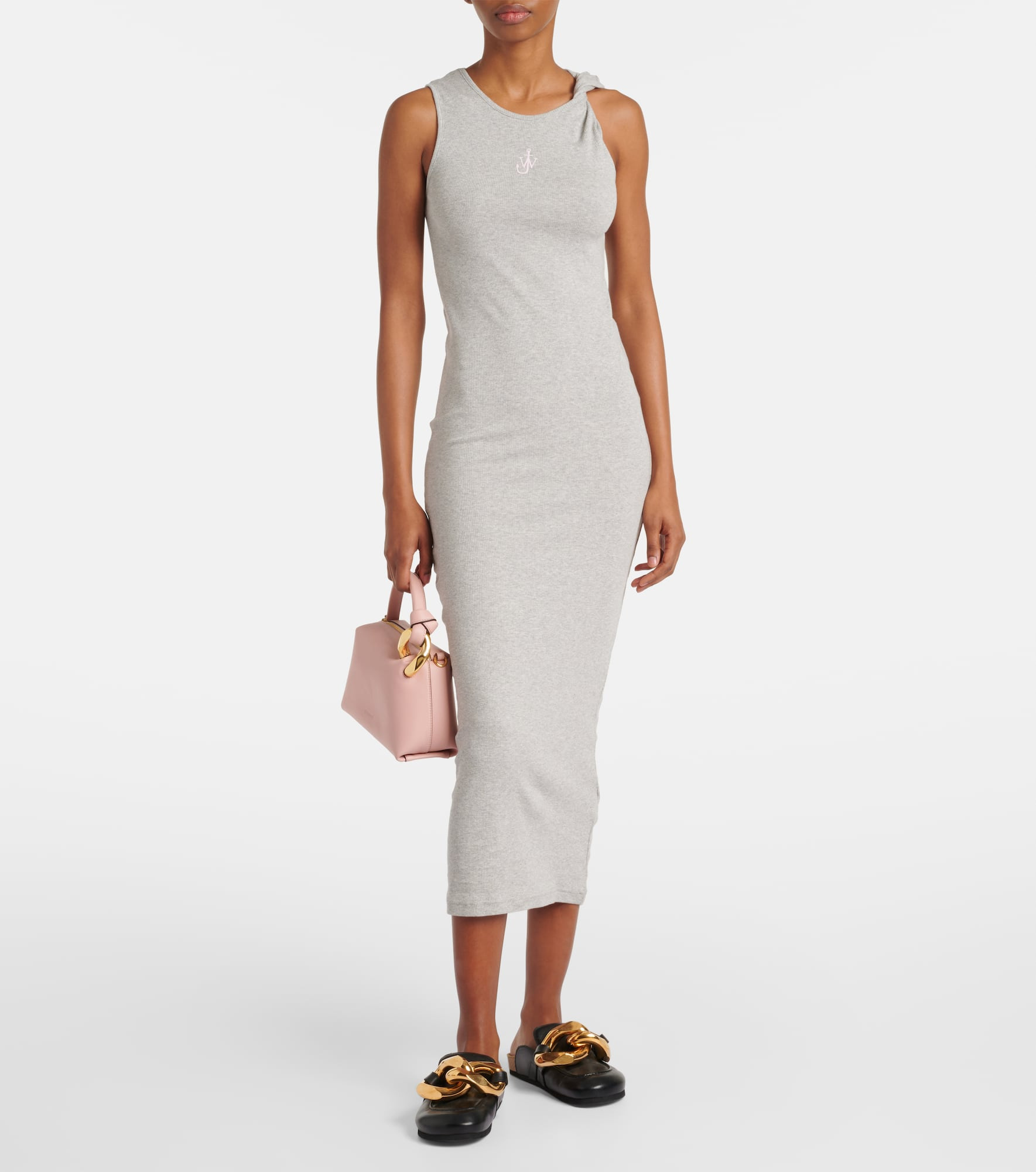 Logo embroidered cotton jersey maxi dress - 2