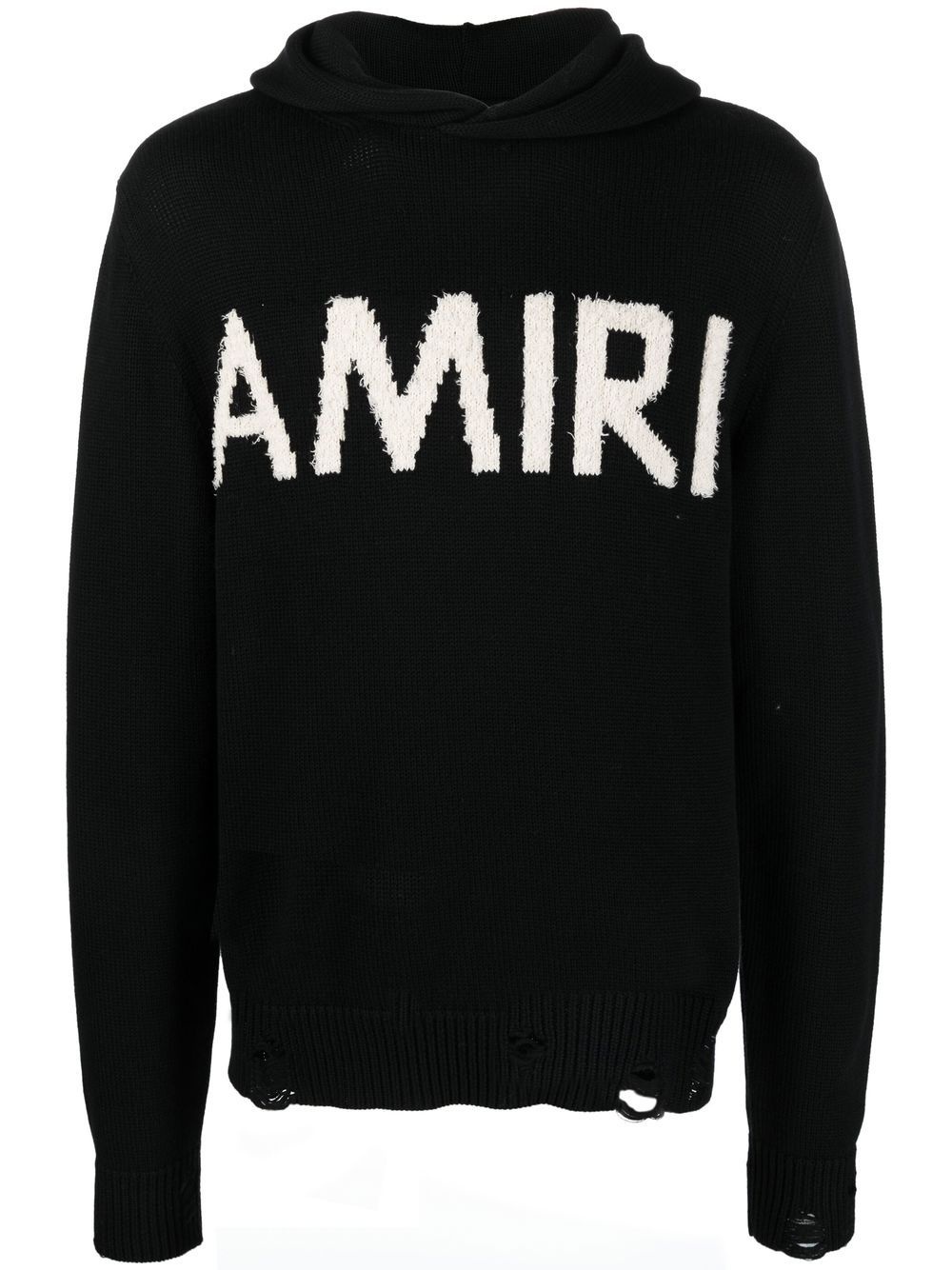 Knitted-logo hooded jumper - 1