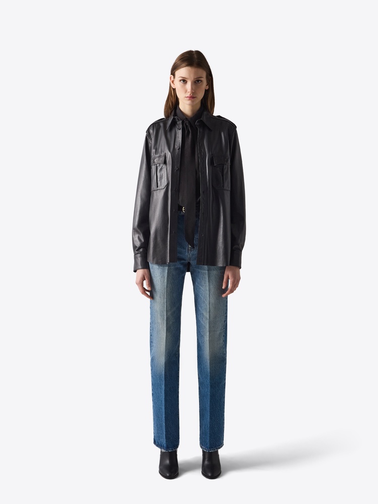 LEATHER SHIRT 04  BLACK - 2