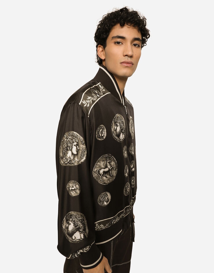 DOLCE&GABBANA Printed silk-twill bomber jacket