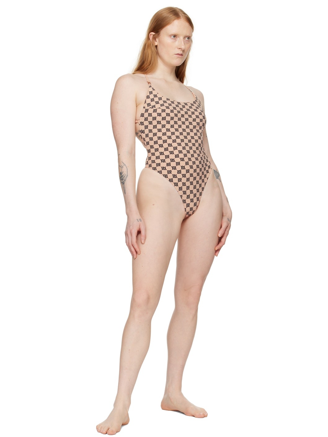 Beige Monogram One-Piece Swimsuit - 4