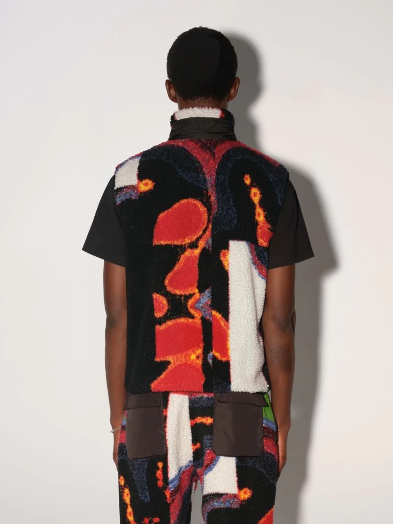 faux-shearling graphic-print gilet - 4