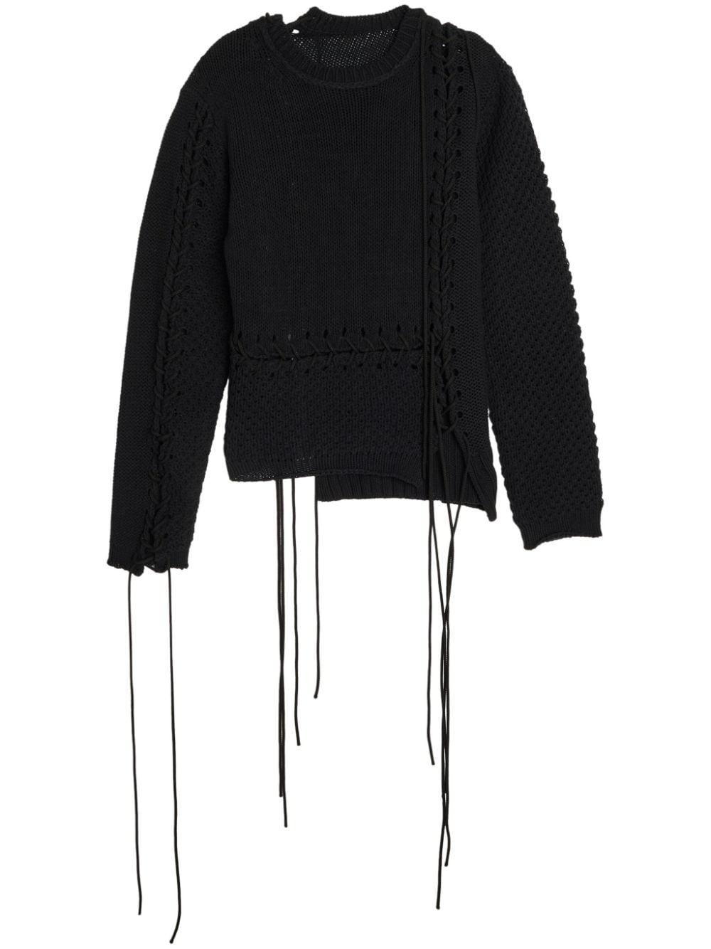 lace-up distressed jumper - 1