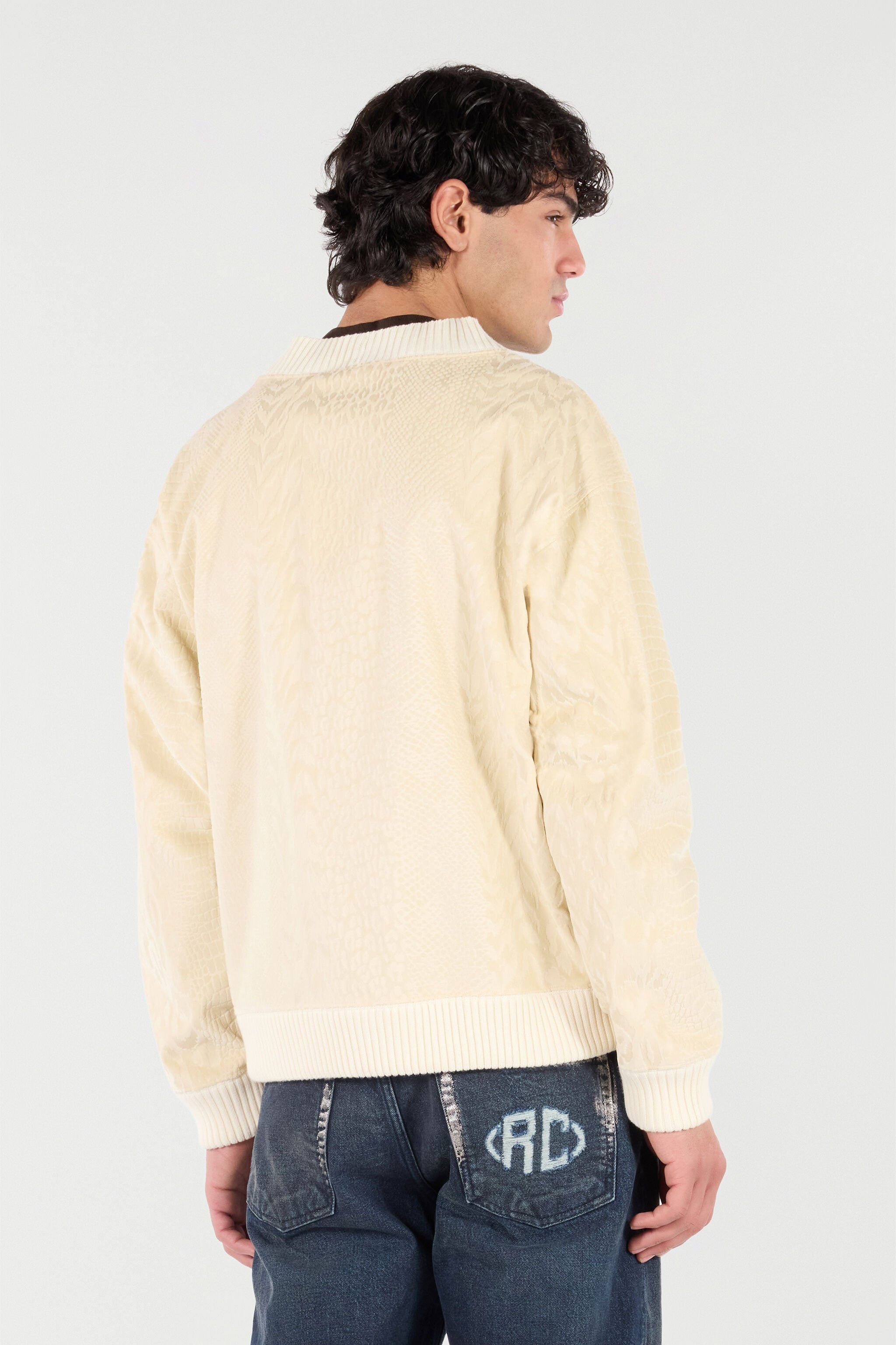 Python-Print Cardigan-Style Sweatshirt - 4