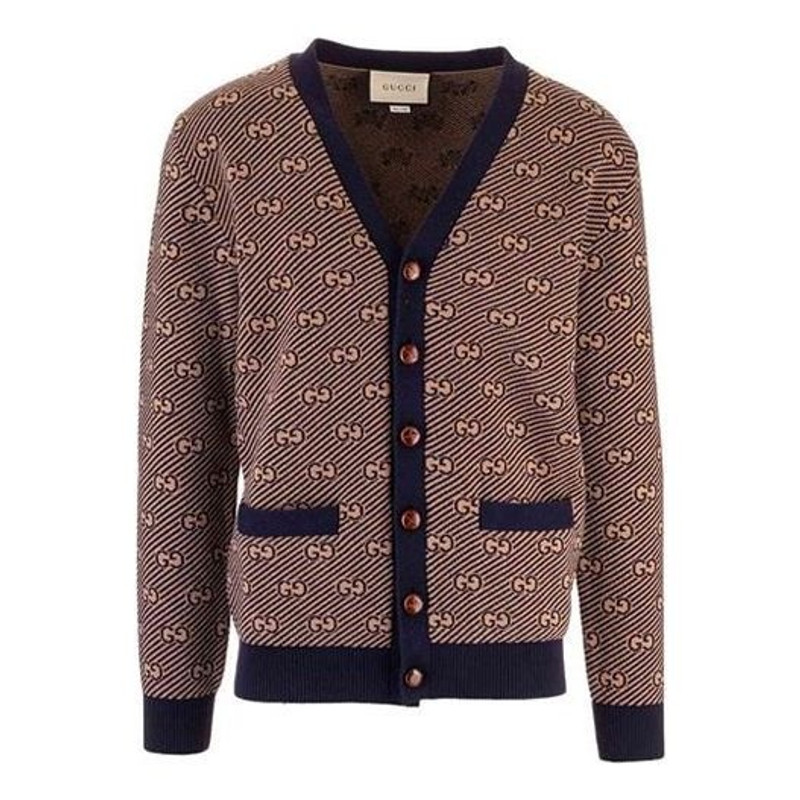 Gucci Stripe Wool Knitting Cardigan Brown 630412-XKBFZ-4314 - 1