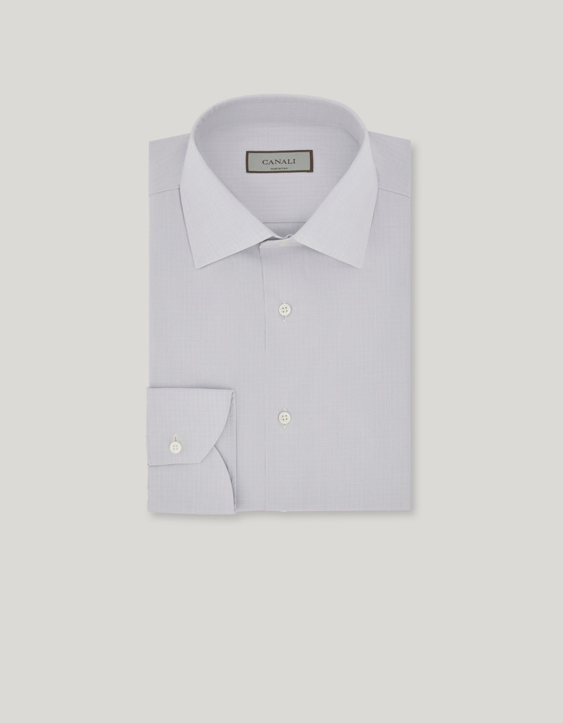 CANALI NUVOLA GRAY COTTON REGULAR-FIT MICRO-CHECK SHIRT 1