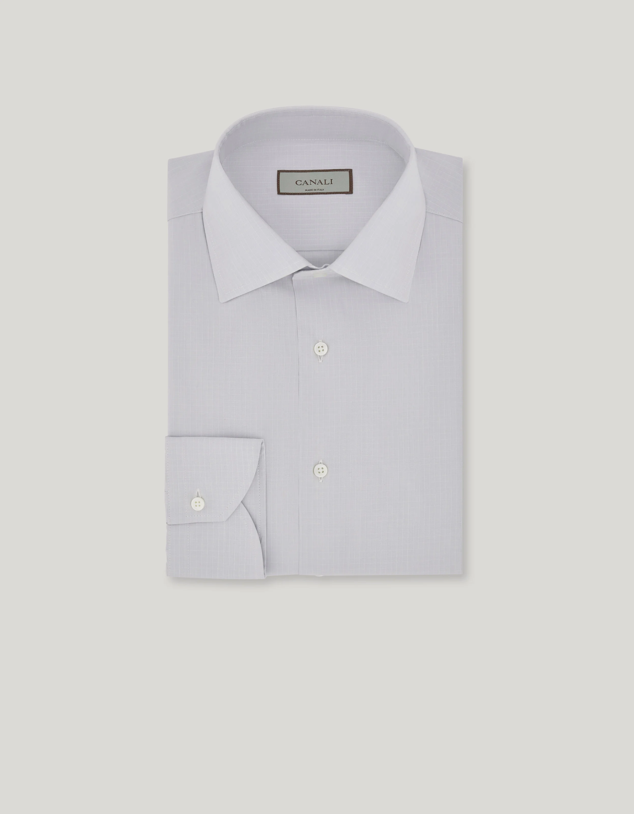 CANALI NUVOLA GRAY COTTON REGULAR-FIT MICRO-CHECK SHIRT - 1