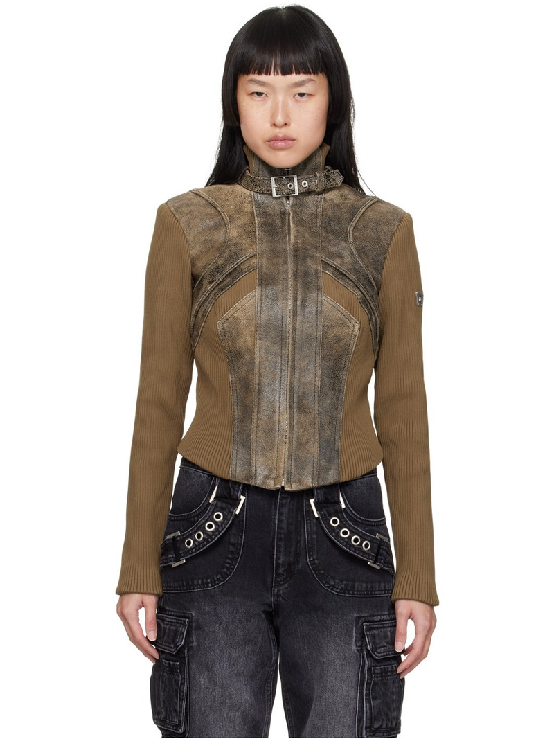 Brown X Leather Jacket 1