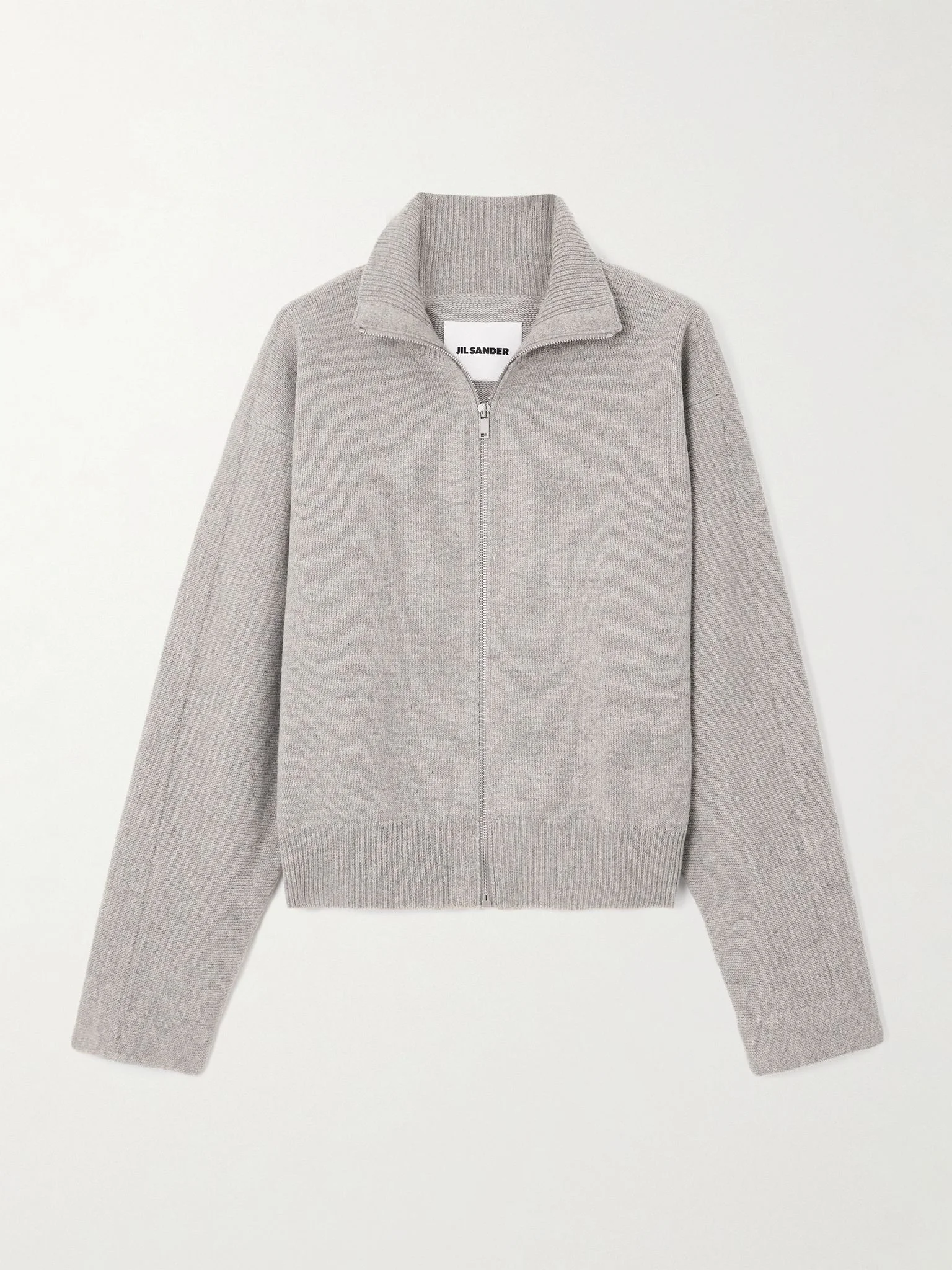 Turtleneck wool-blend cardigan Light gray - 1