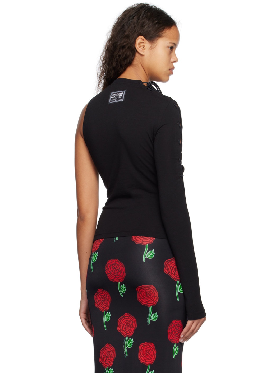 Black Lace-Up Long Sleeve T-Shirt - 3