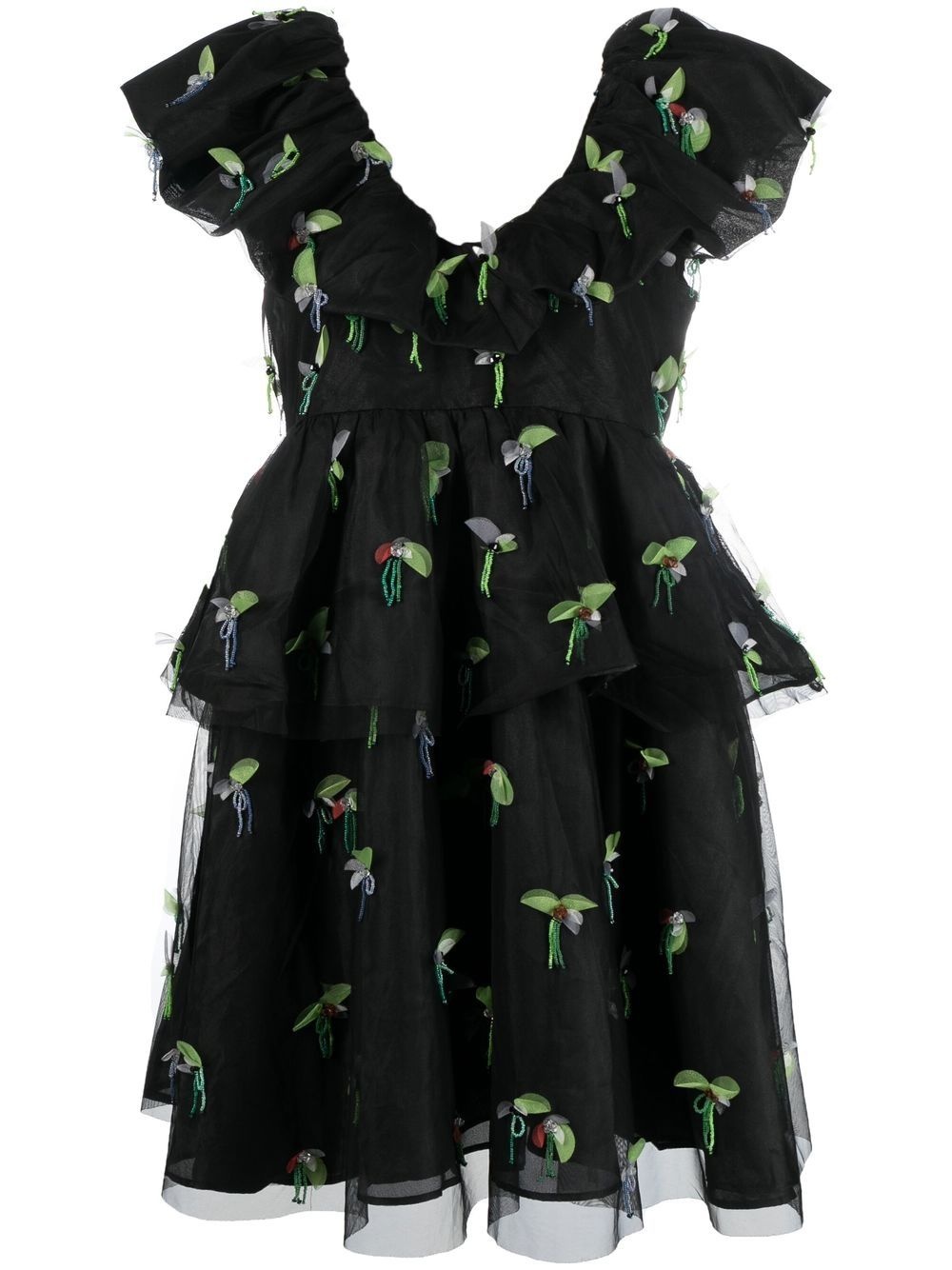 animal-print ruffled minidress - 1