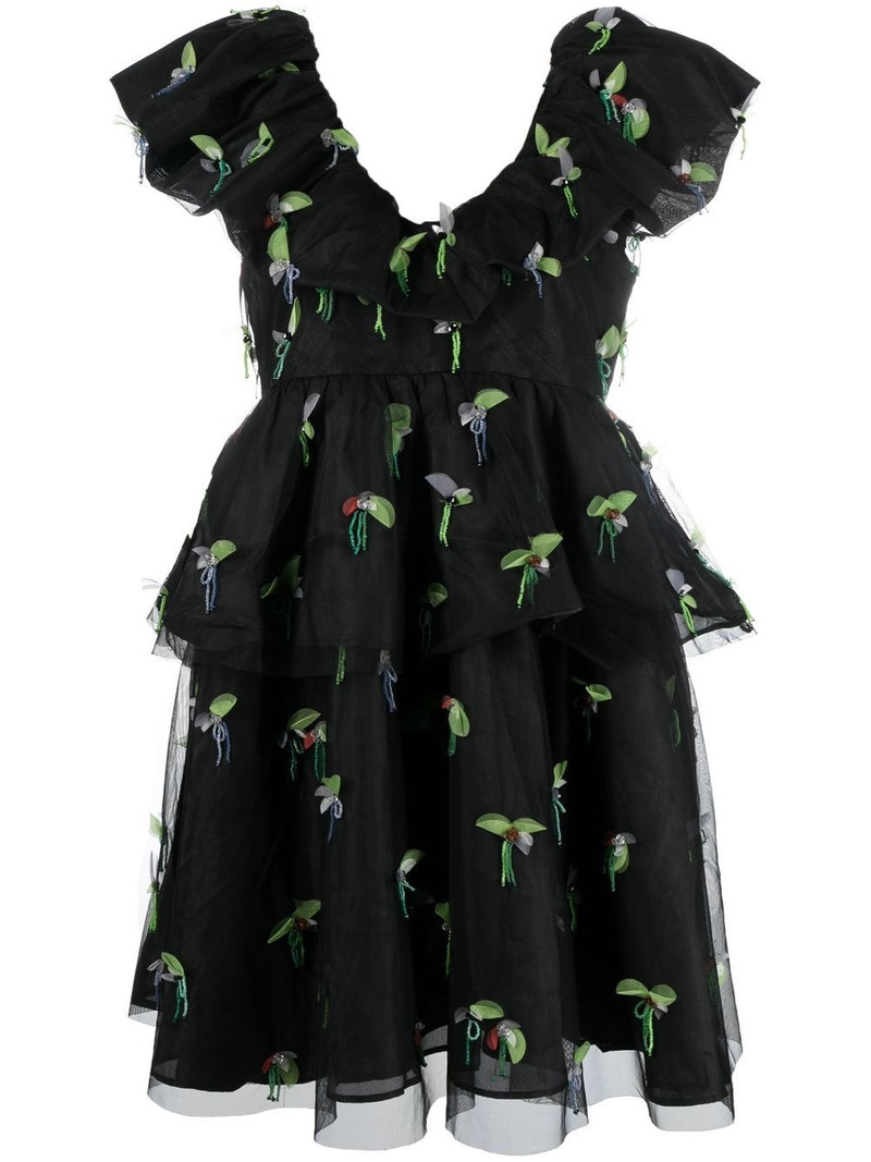 동물 인쇄 ruffled minidress 1