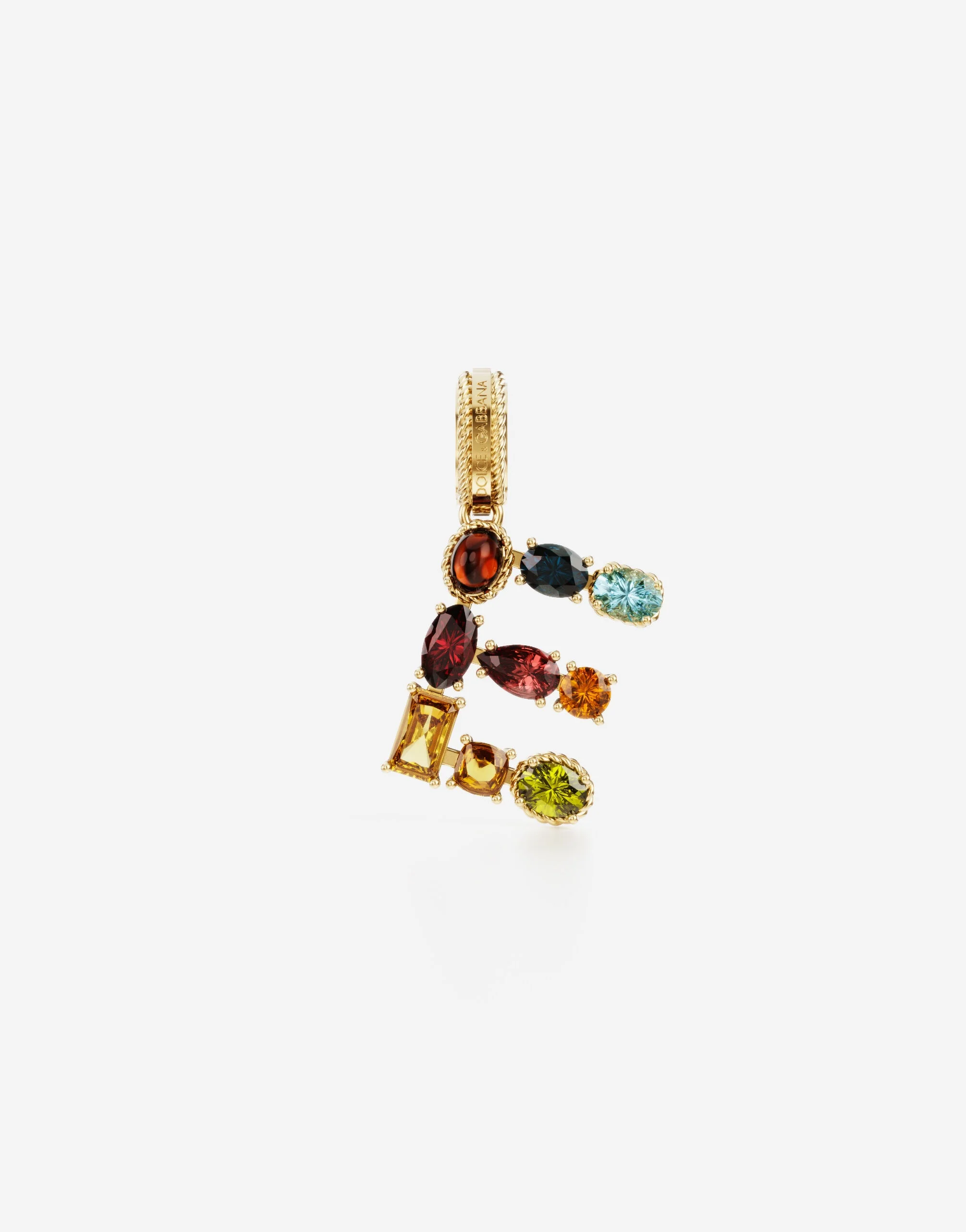 Charm E Lettering 18-carat yellow gold and multicolored gems - 1