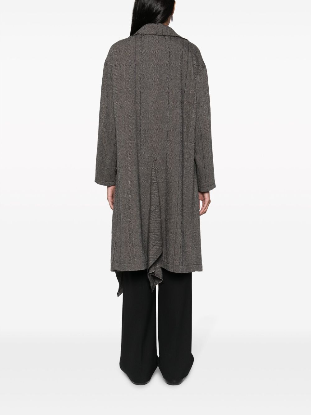 herringbone-pattern asymmetric coat - 4