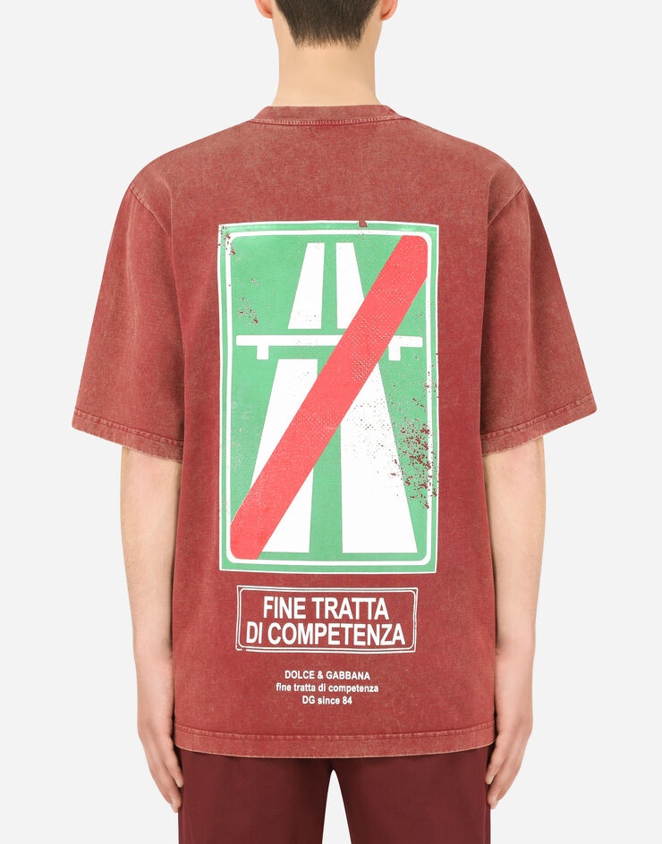 Cotton T-shirt with road-sign print - 2