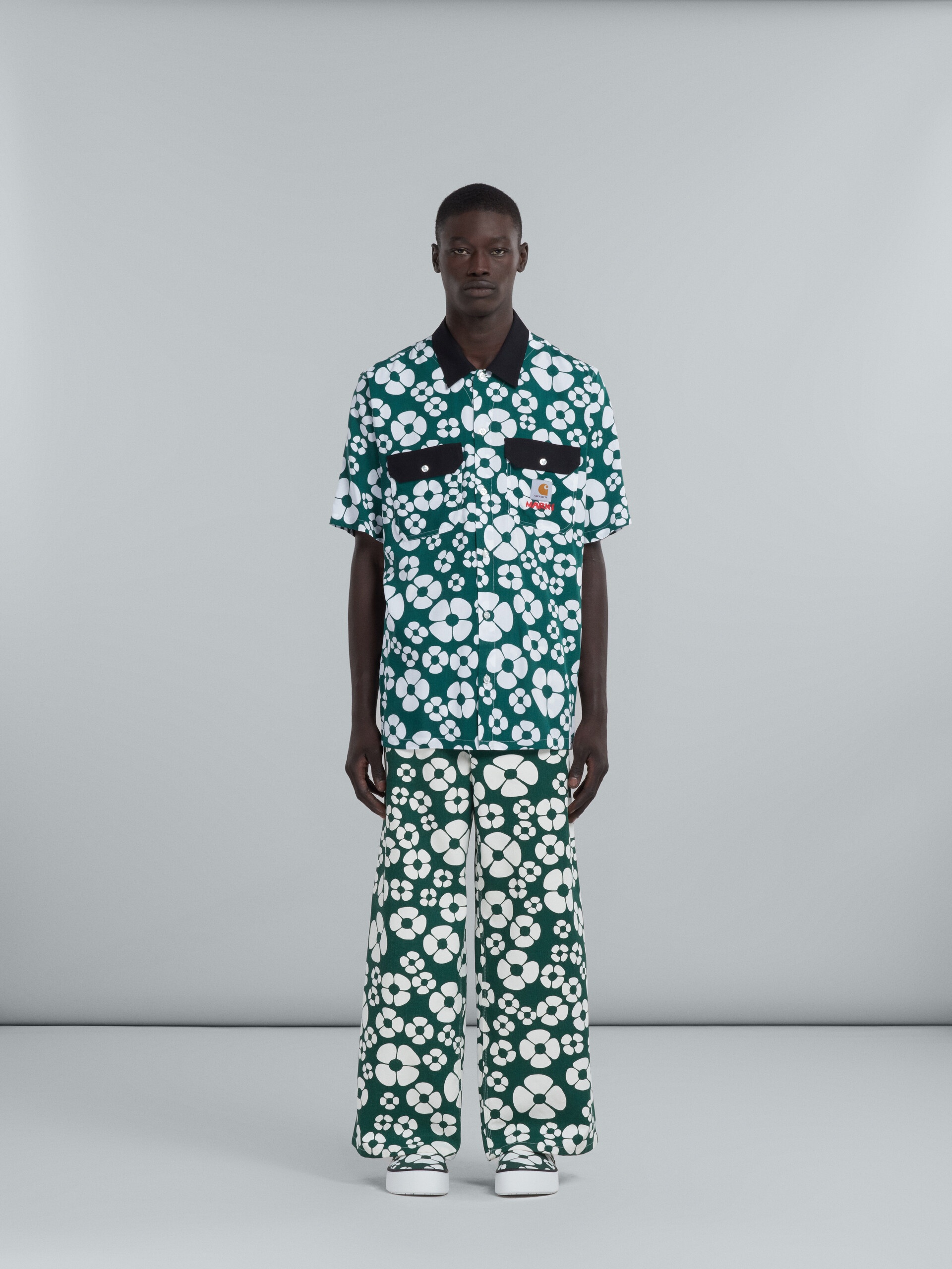 MARNI X CARHARTT WIP - GREEN FLORAL TROUSERS - 2