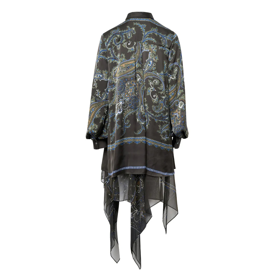 Paisley Print Satin Dress - 2