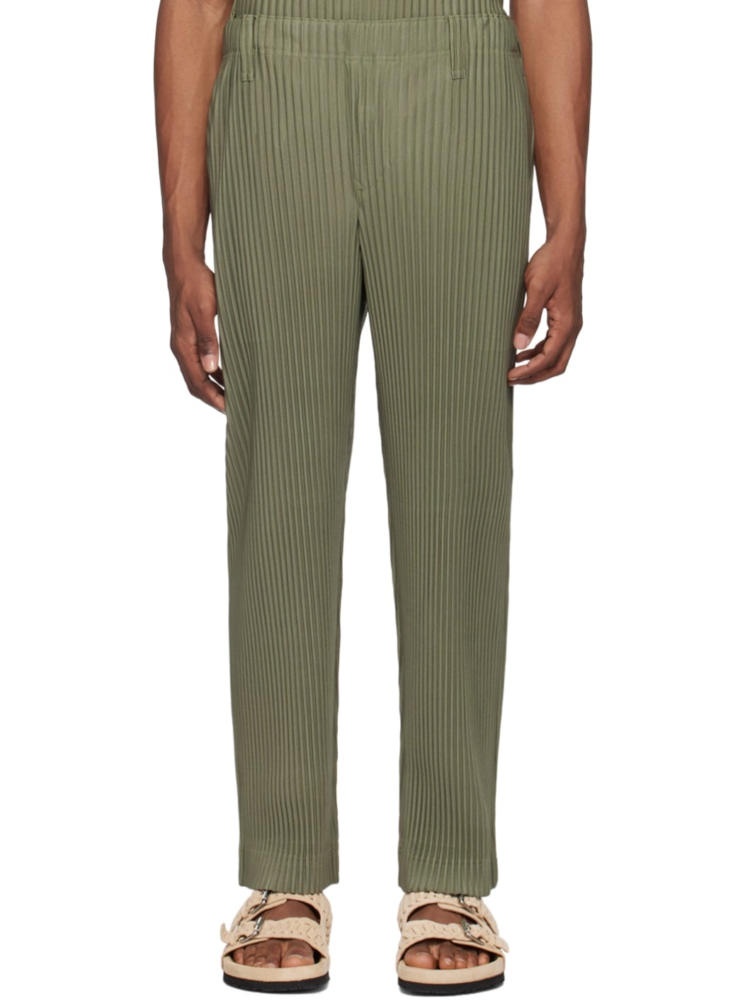 Green Color Pleats Trousers - 1