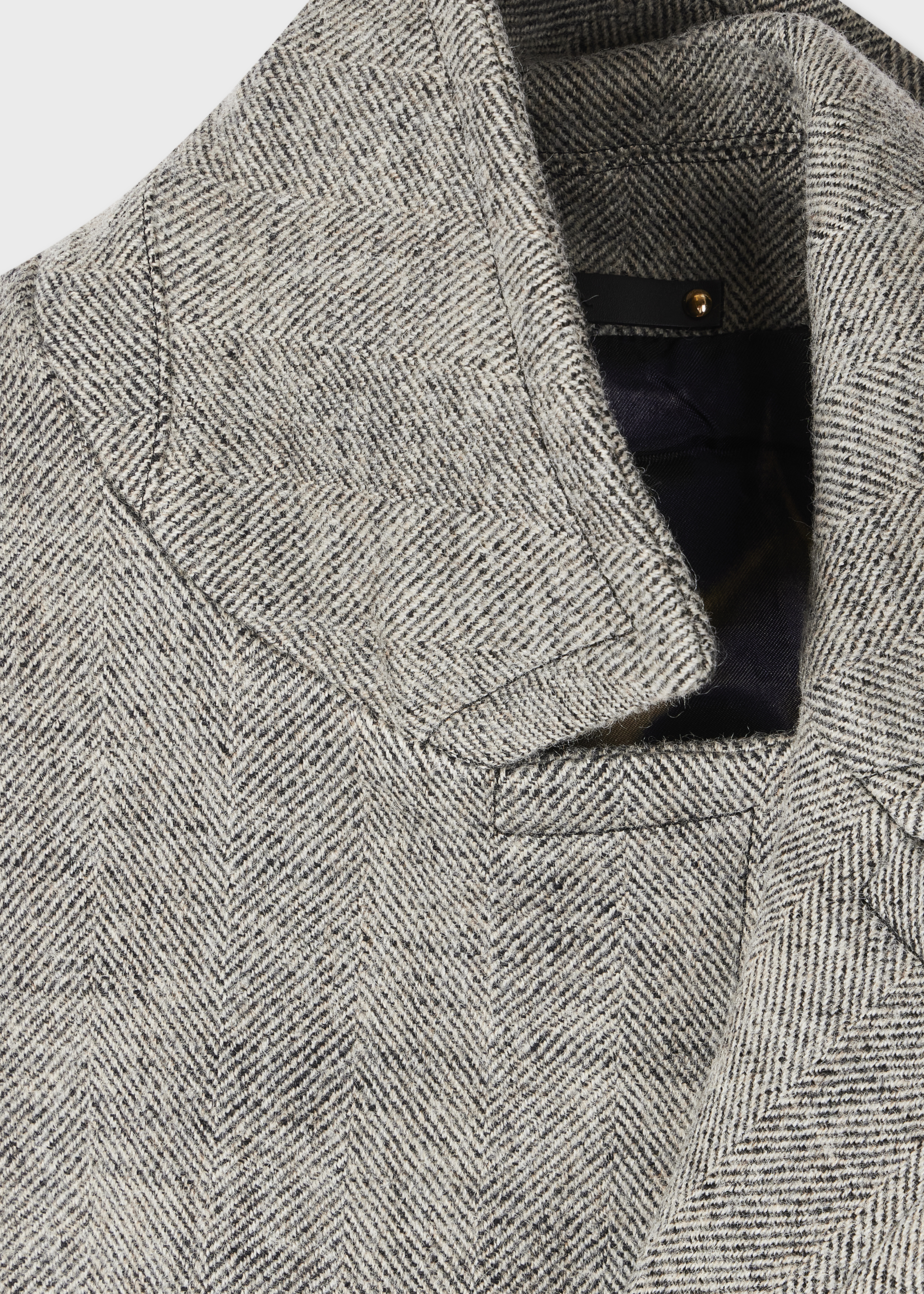 Grey Tumbled Herringbone Wool-Blend Overcoat - 2