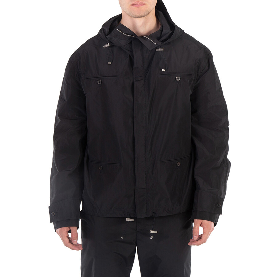 Ferragamo Black Taffeta Drawstring Hooded Jacket - 3