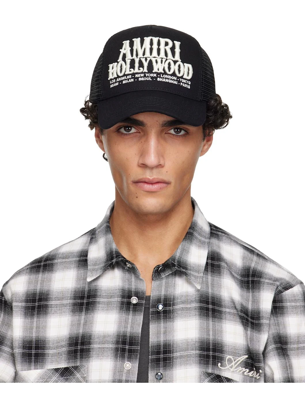 Black 'AMIRI Hollywood' Trucker Cap - 1