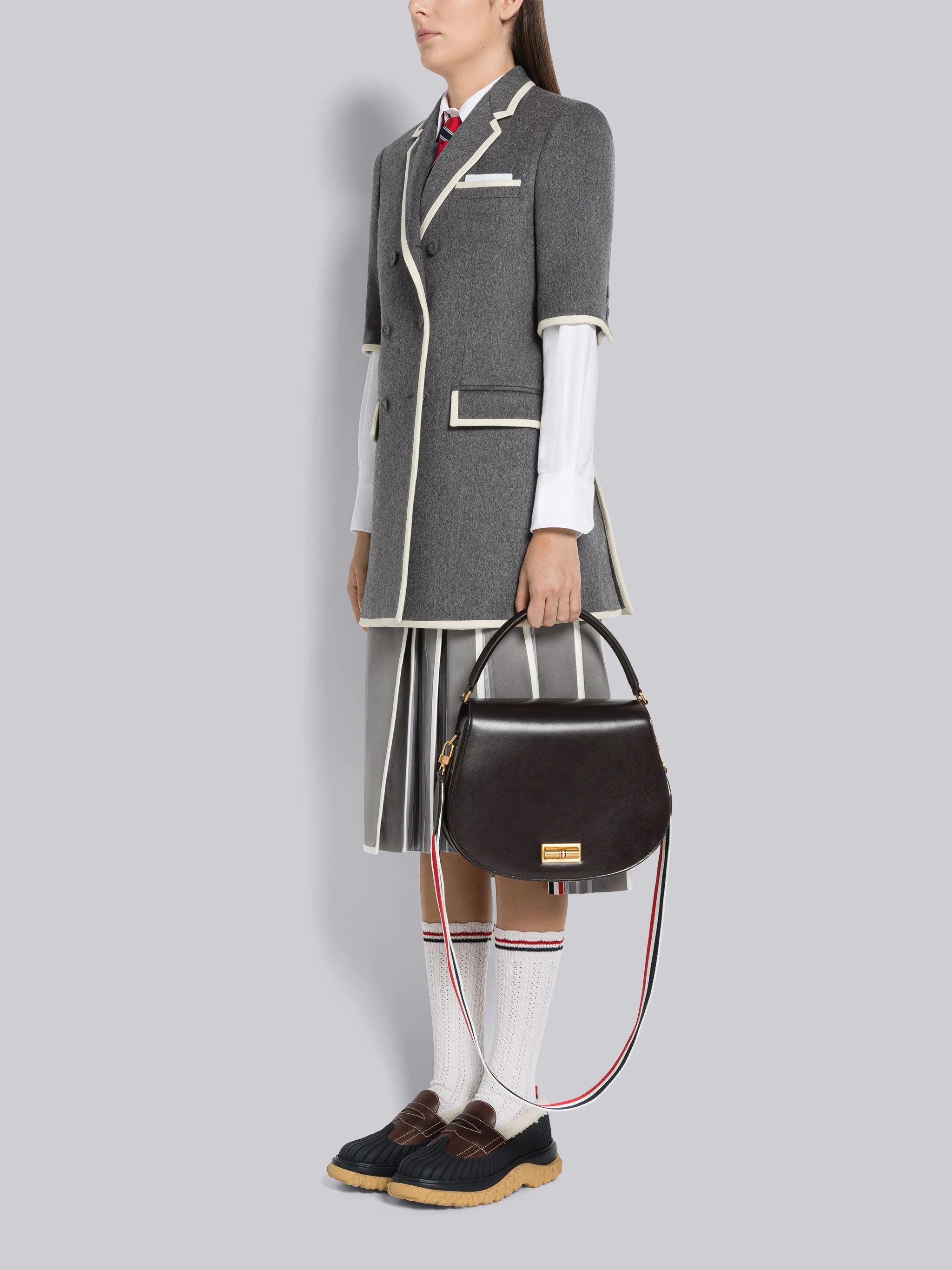 Box Calf Large Enamel Lock Saddle Bag - 6