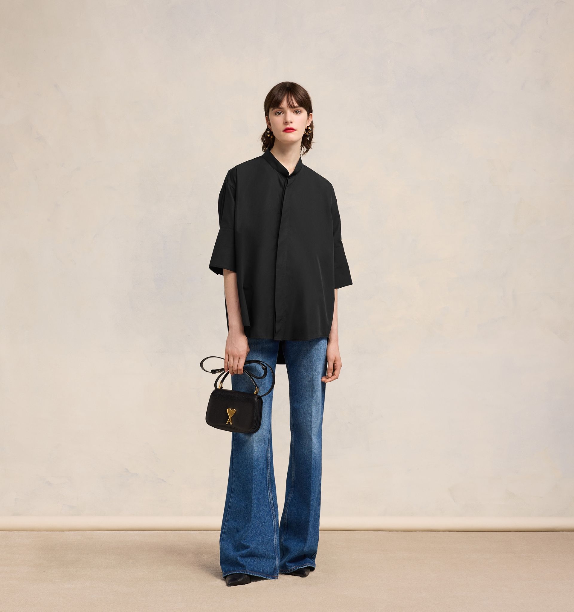 Oversize Shirt With Mao Collar - 4