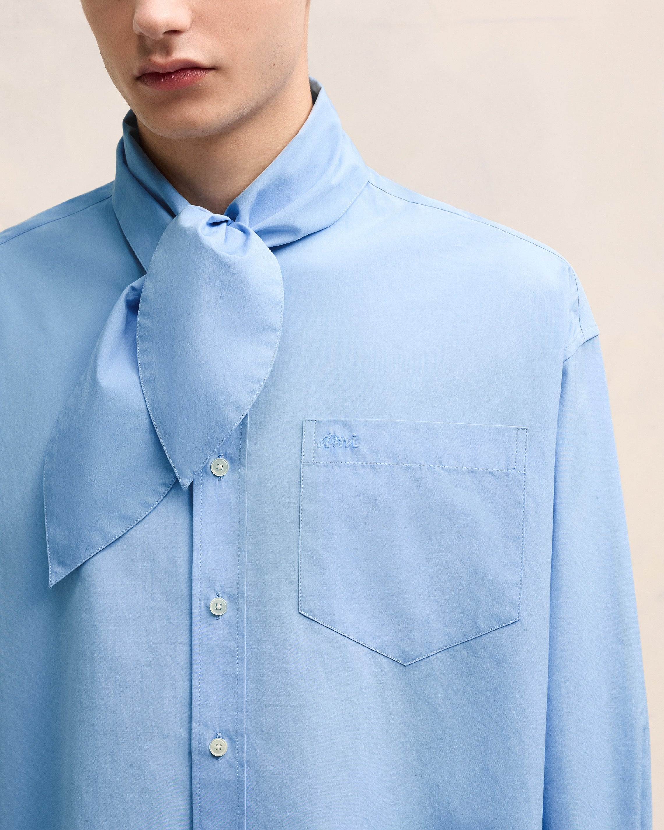 SCARF COLLAR SHIRT - 4