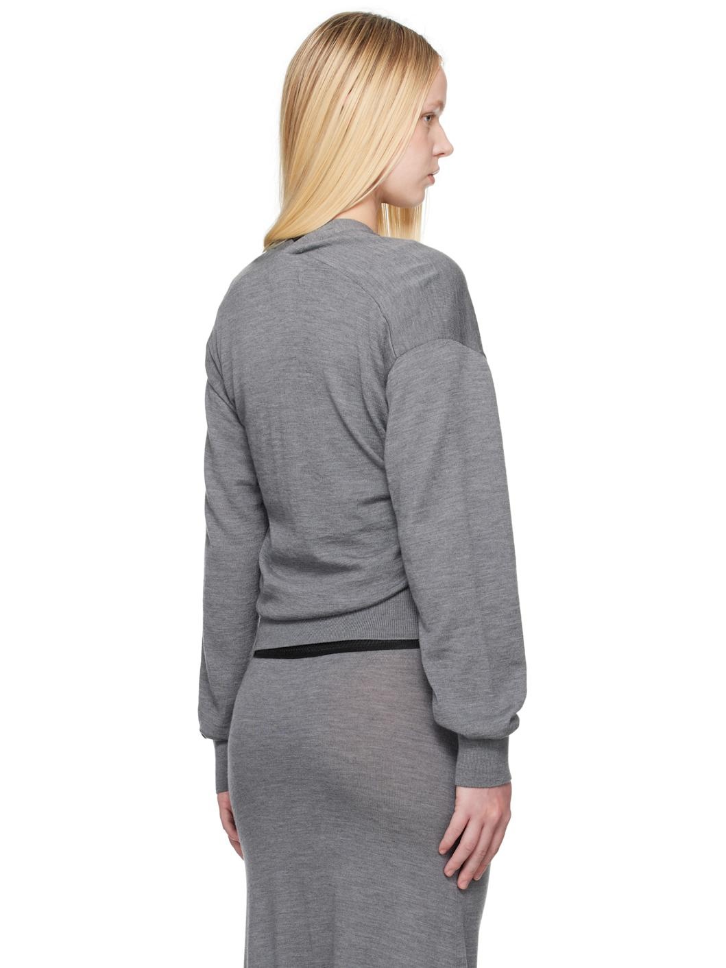 Gray Knit Bascule Cardigan - 3