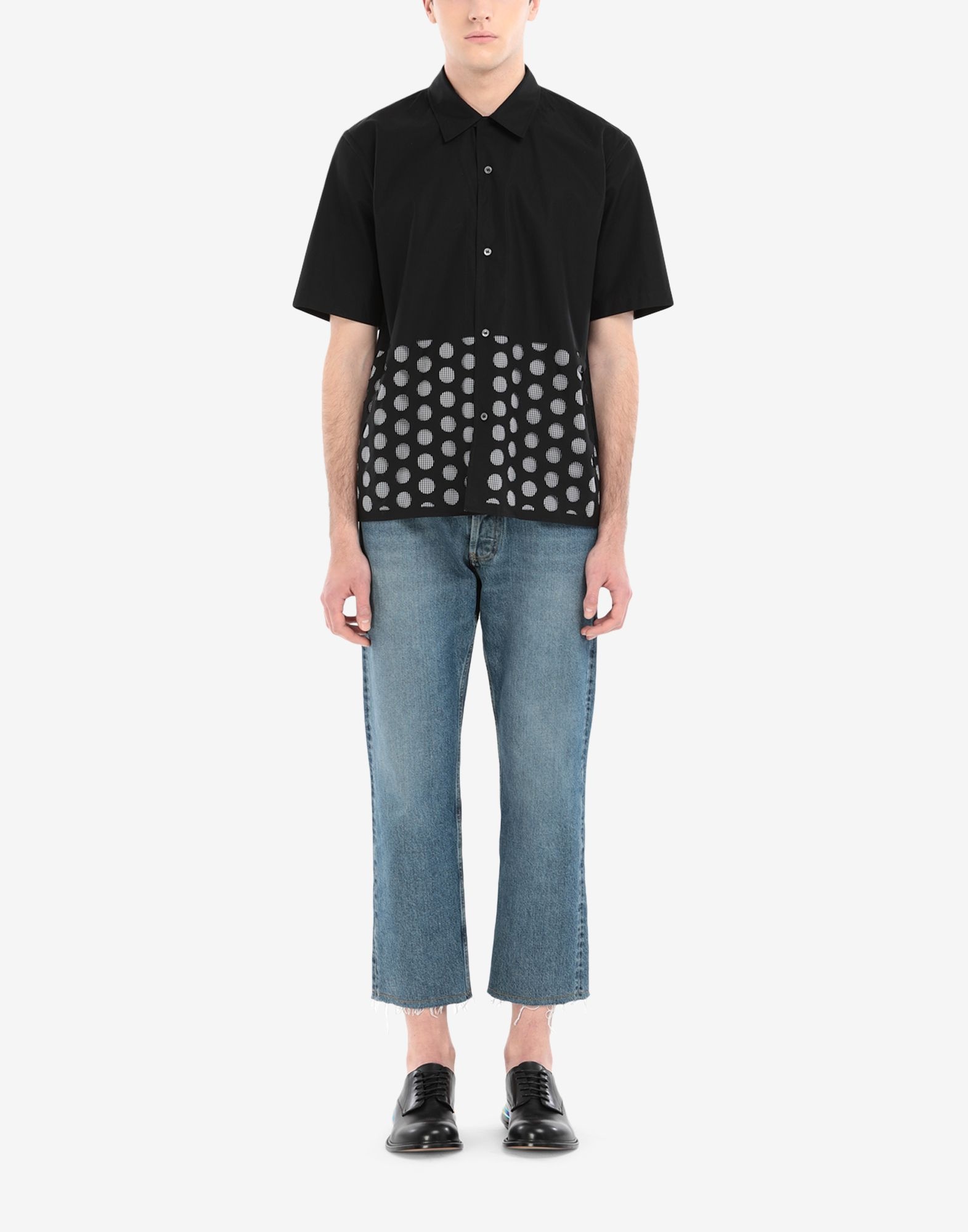 Punched holes short-sleeved shirt - 2