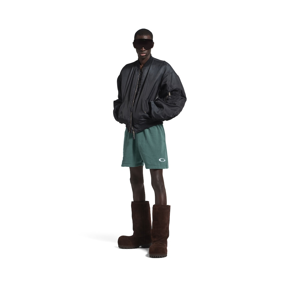 Men's Basketball Sweat Shorts in Dark Green/light Grey - 2