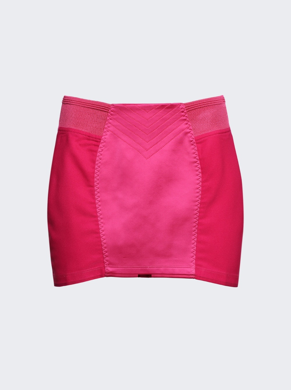 Satin Stretch Mini Skirt Shocking Pink - 1