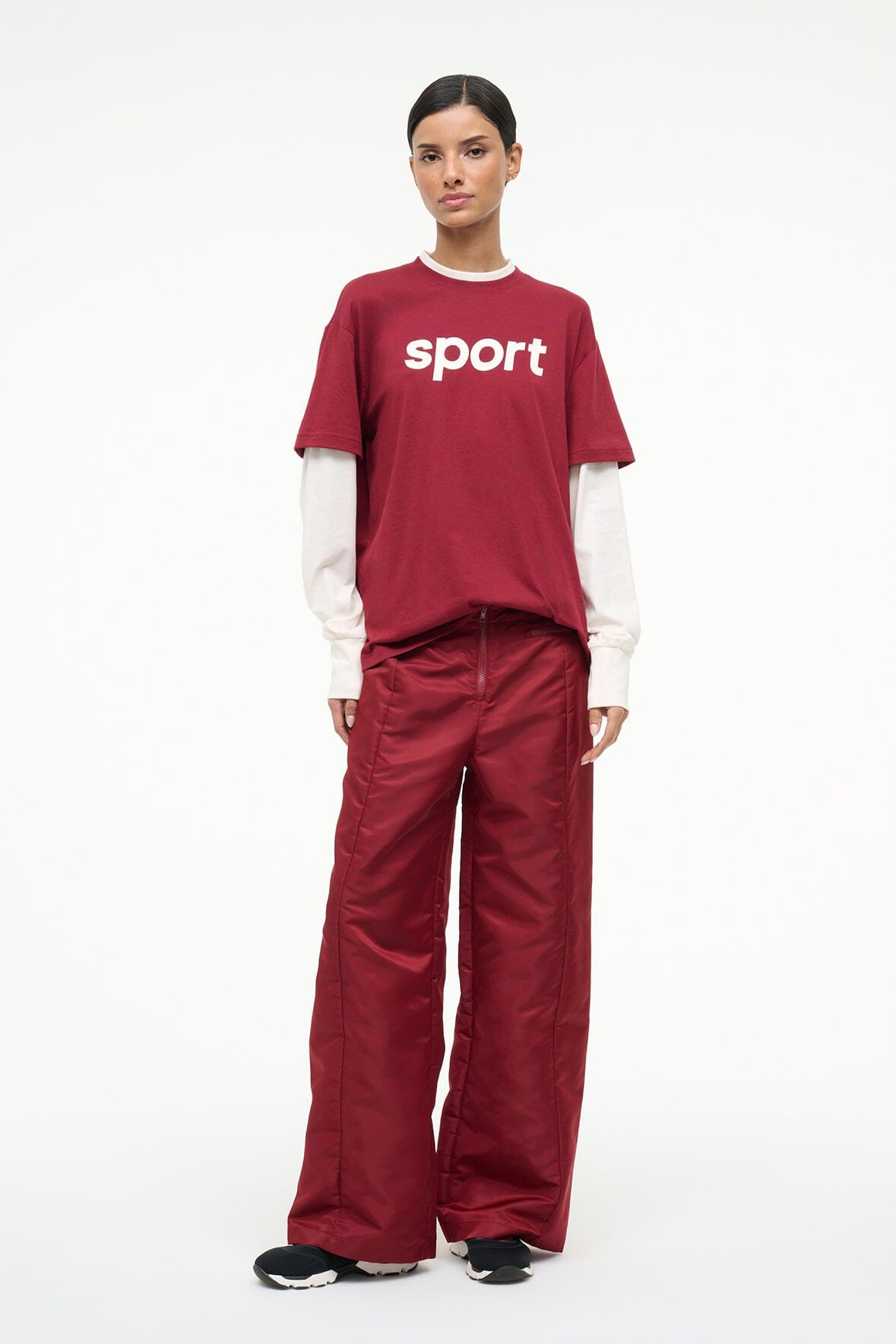 STAUD JUNIOR LONG SLEEVE TEE IVORY DEEP RED - 3