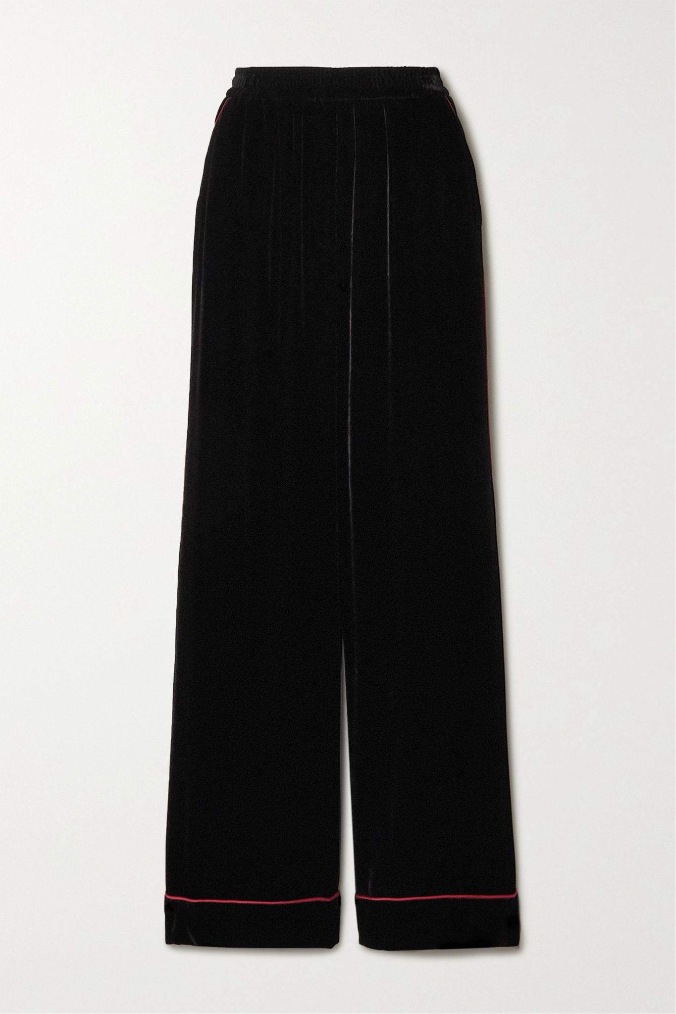 Piped velvet wide-leg pants - 1