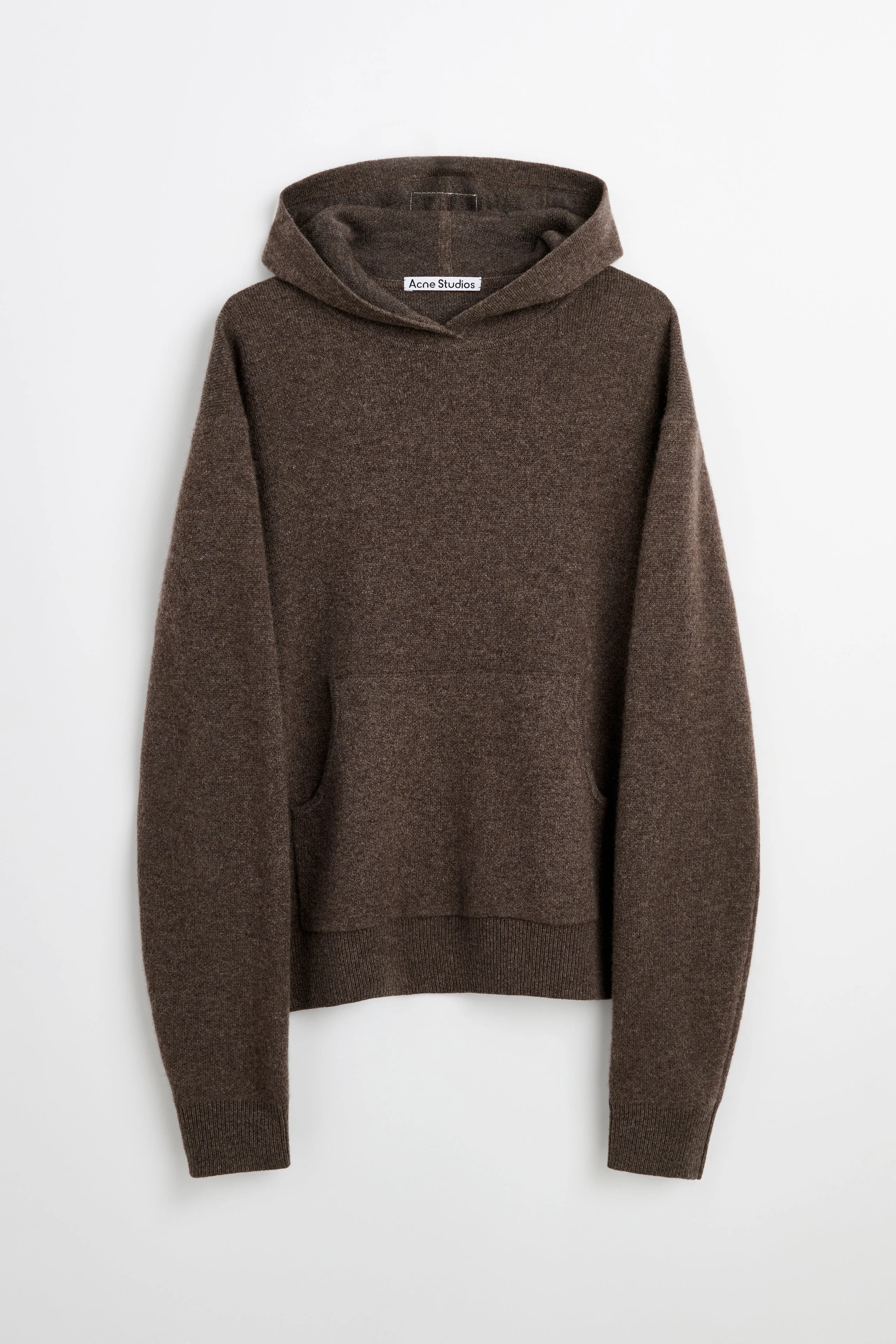 ACNE STUDIOS KNITTED HOODIE WALNUT BROWN - 1