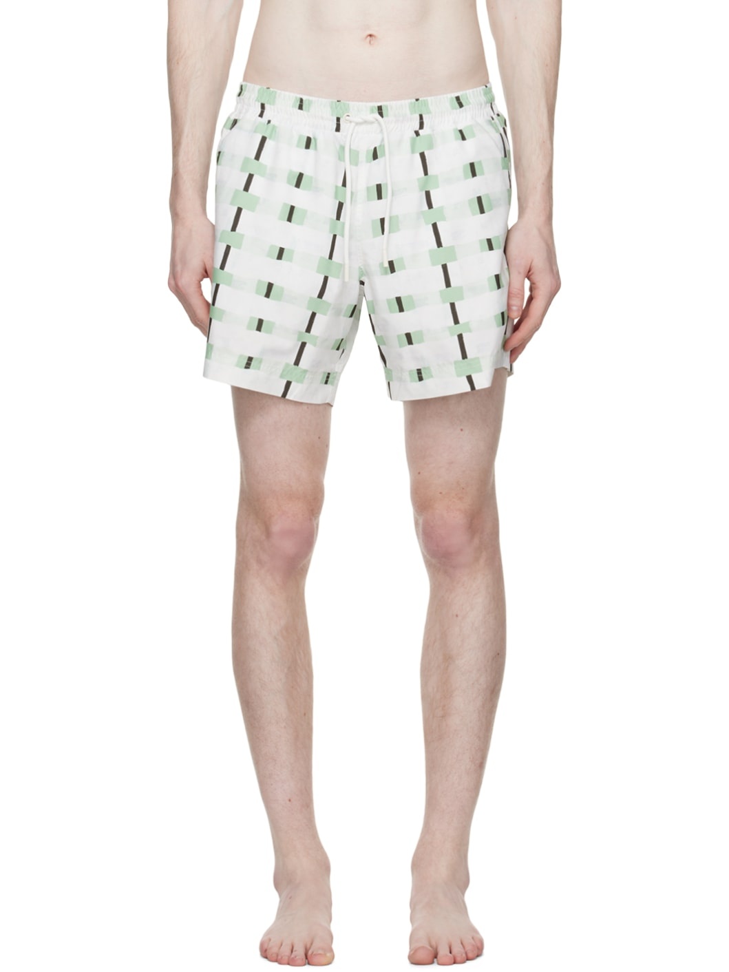 Off-White Checked Swim Shorts - 1