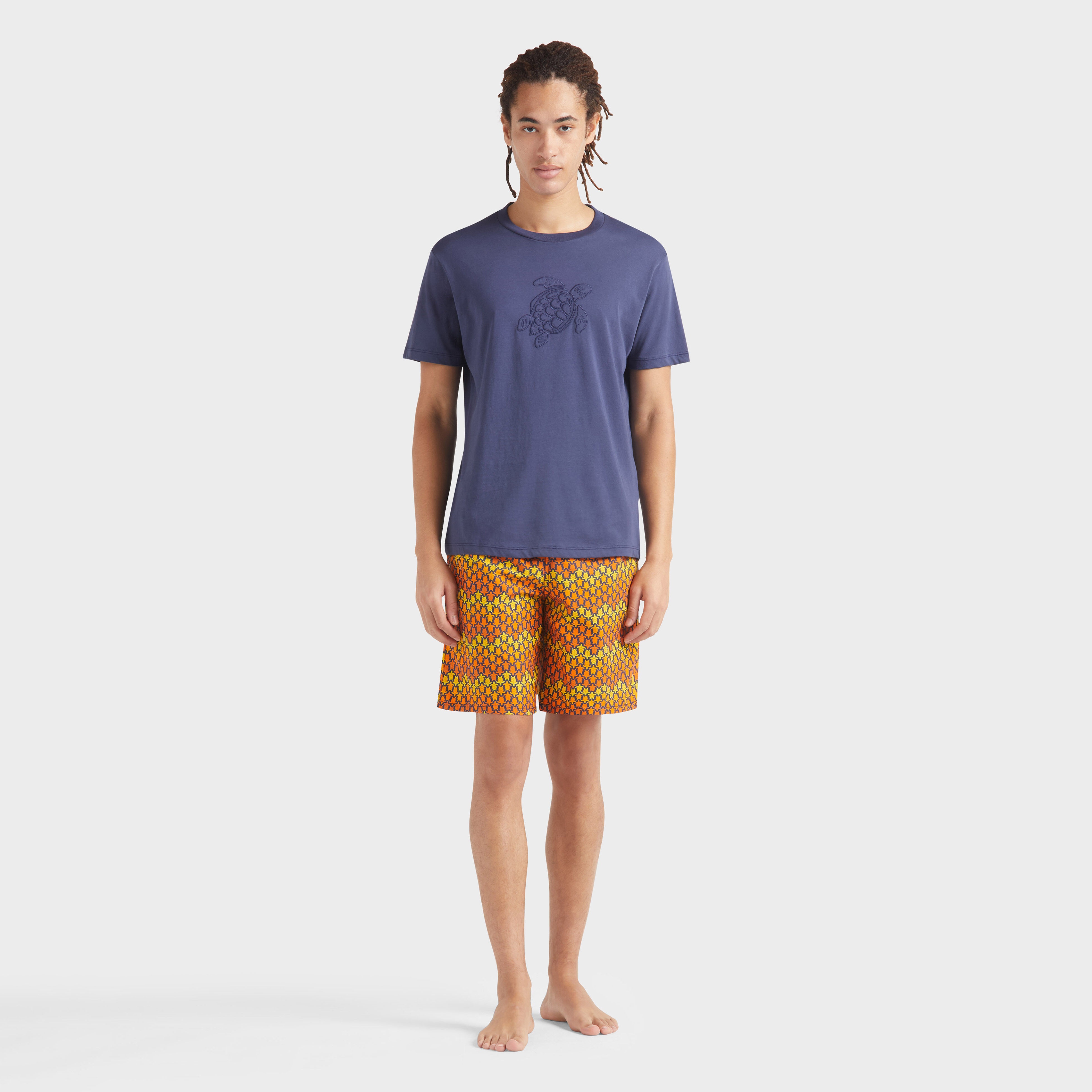 Men Cotton T-shirt Embroidered tone on tone Turtle - 3