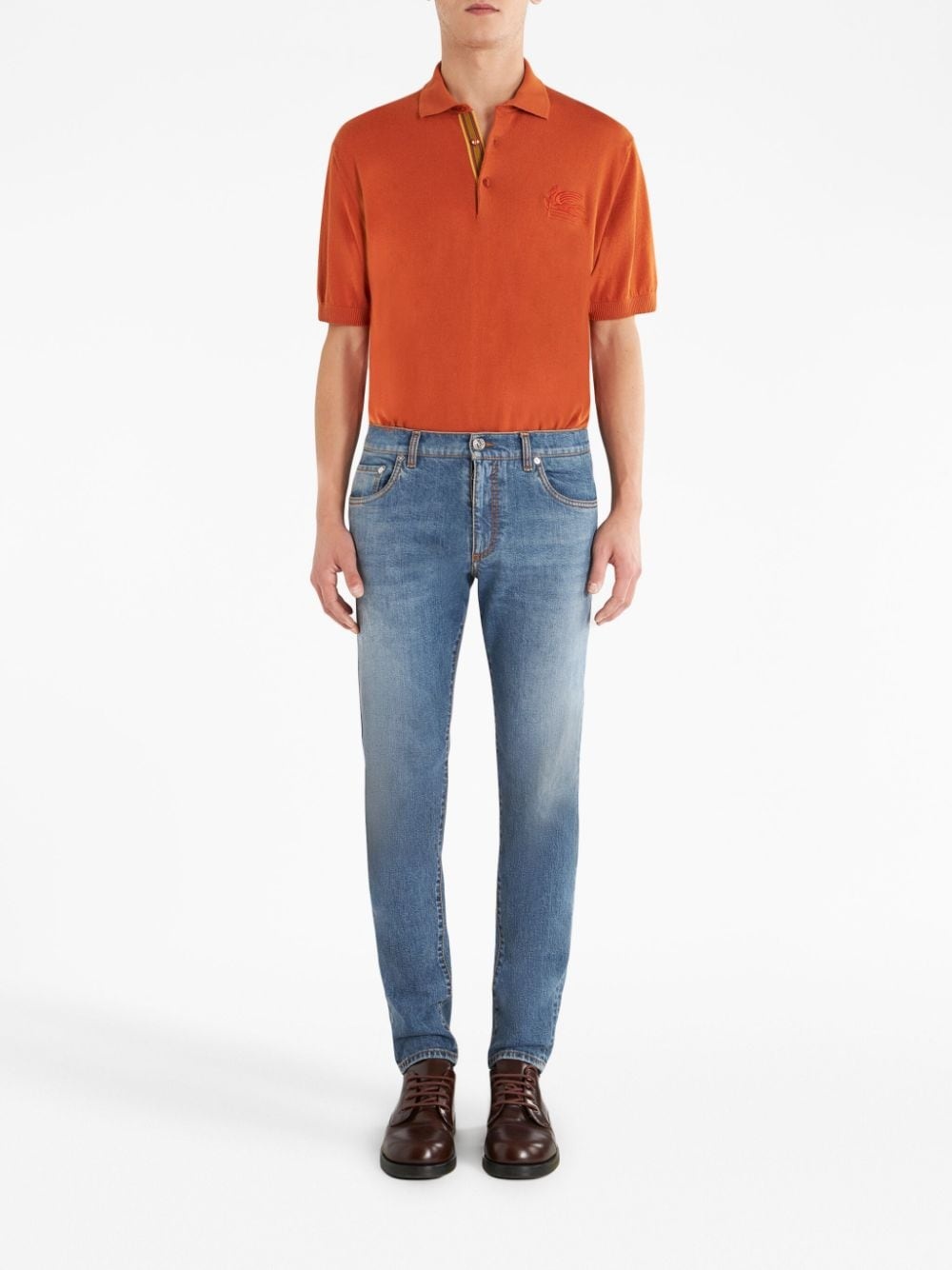 logo-embroidered straight-leg jeans - 2