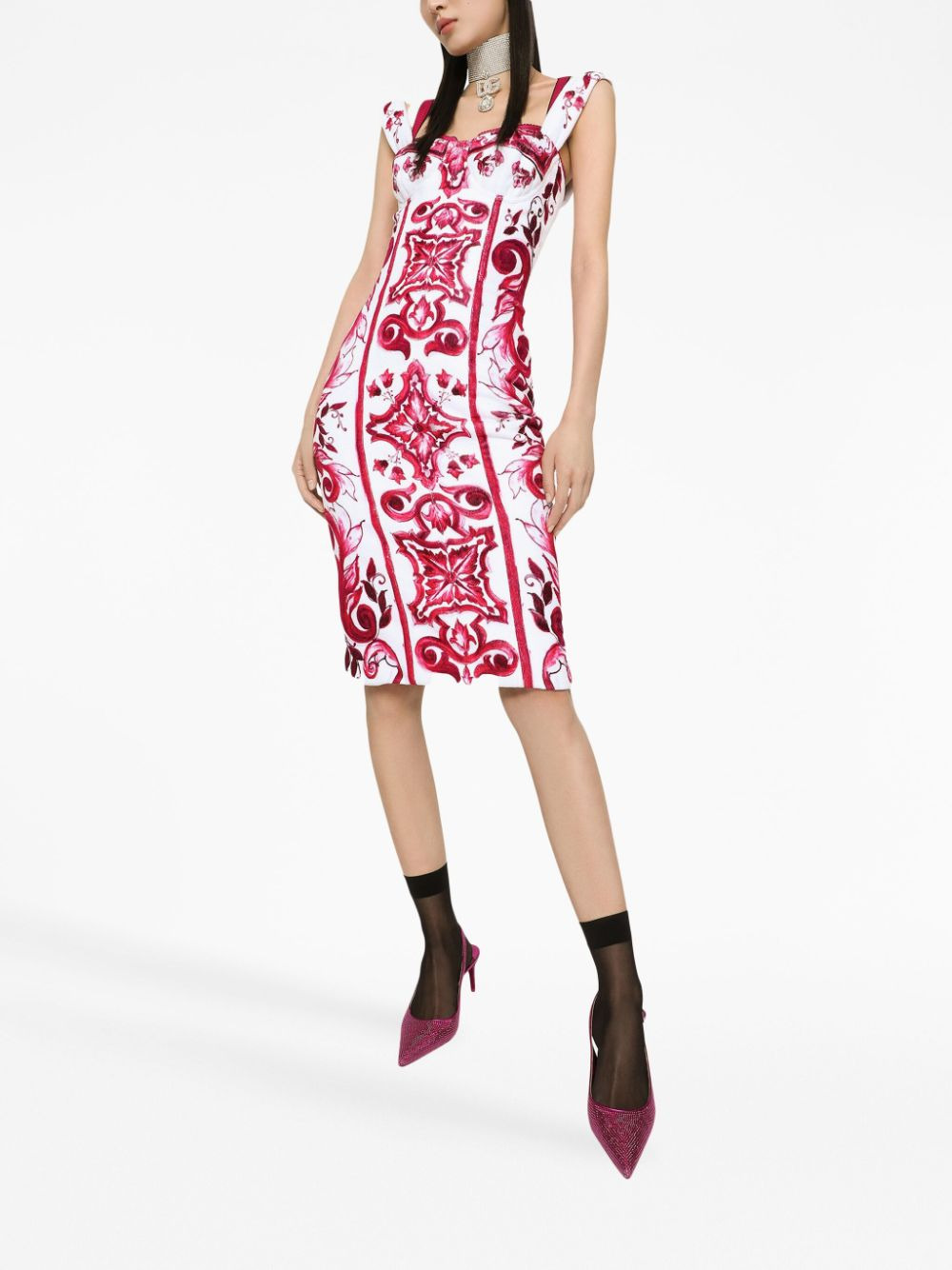Dolce & Gabbana majolica print midi dress - 2