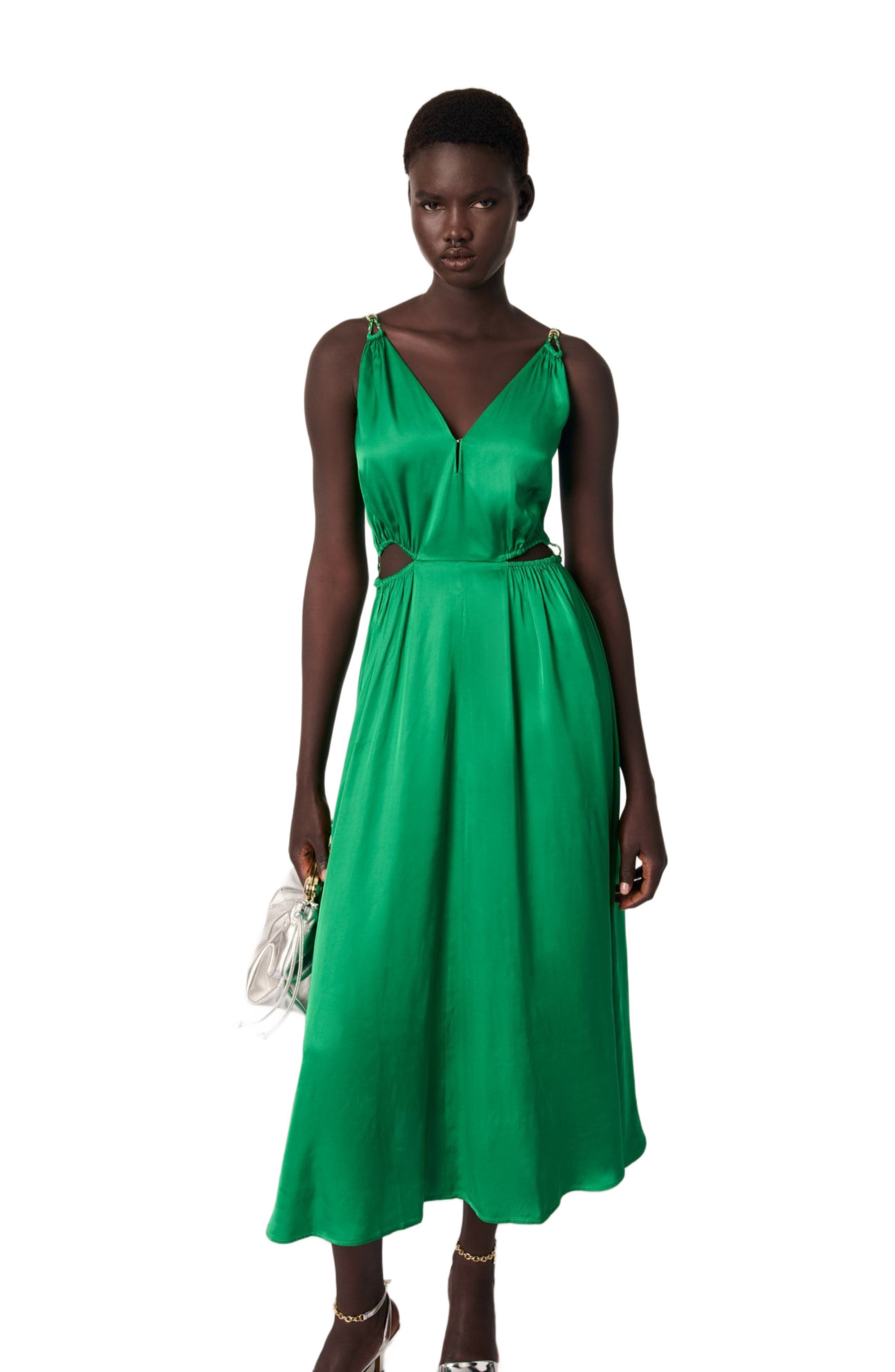 maje Satin-look maxi dress in Green at Nordstrom - 5