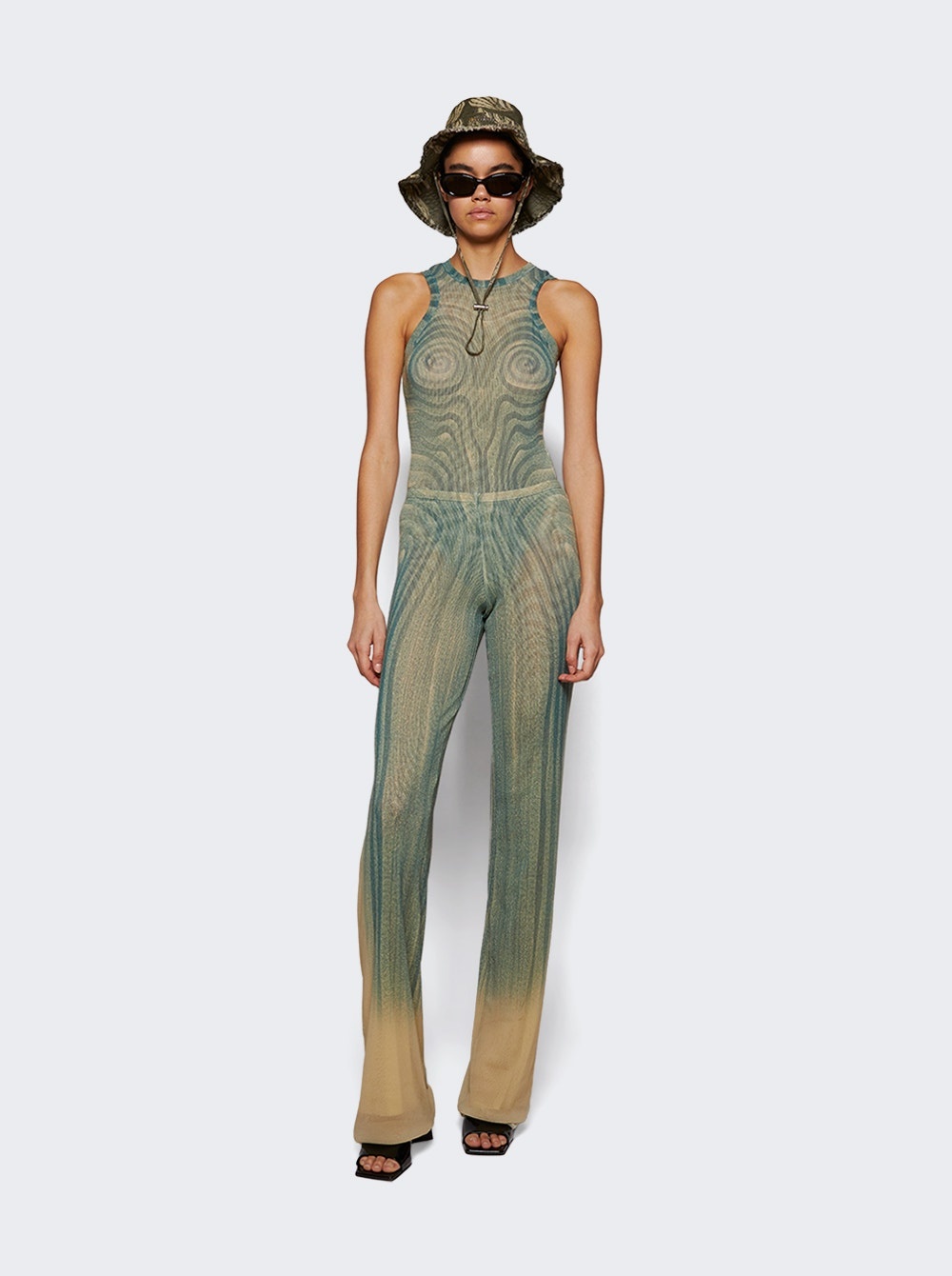Spiral Bodysuit Ecru And Aqua - 2