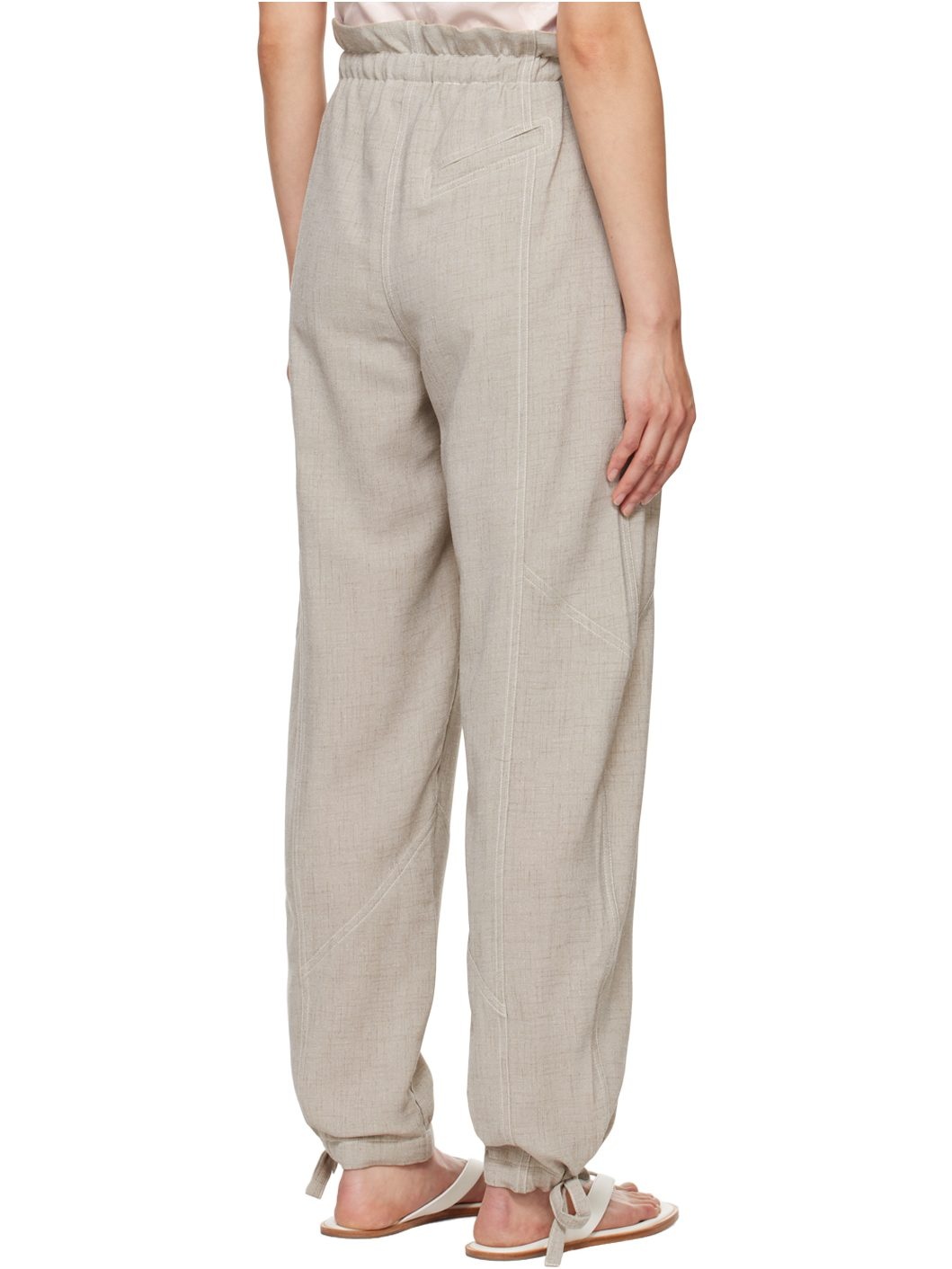 Beige Elasticated Waist Trousers - 3