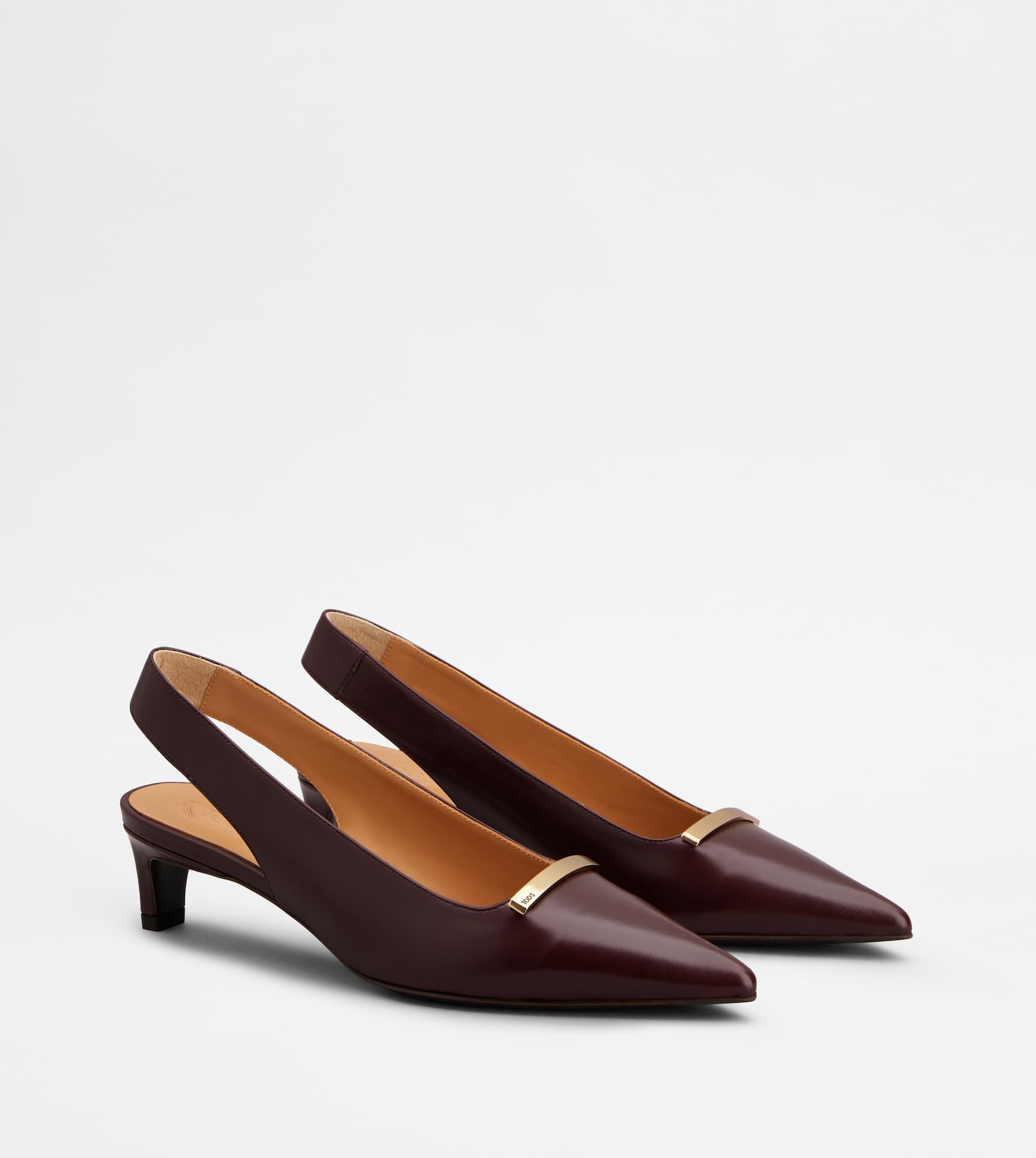 SLINGBACK PUMPS IN LEATHER - BURGUNDY - 2