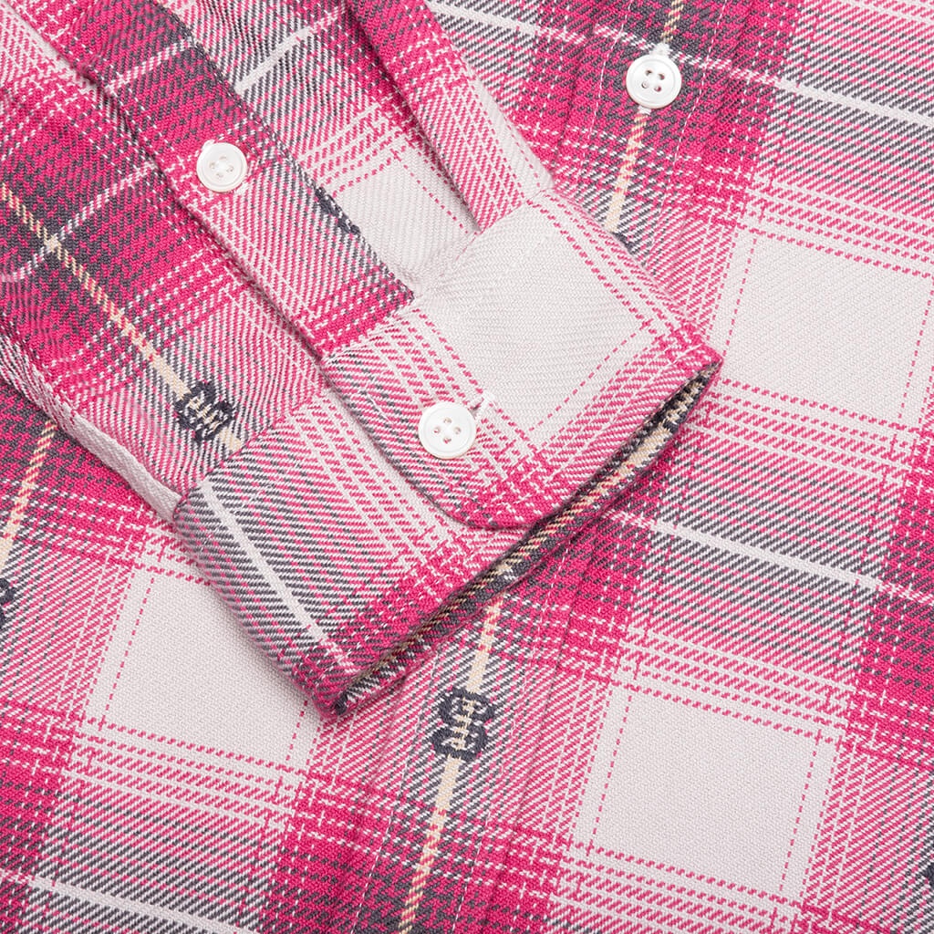 MOTIF PLAID SHIRT - PINK - 4