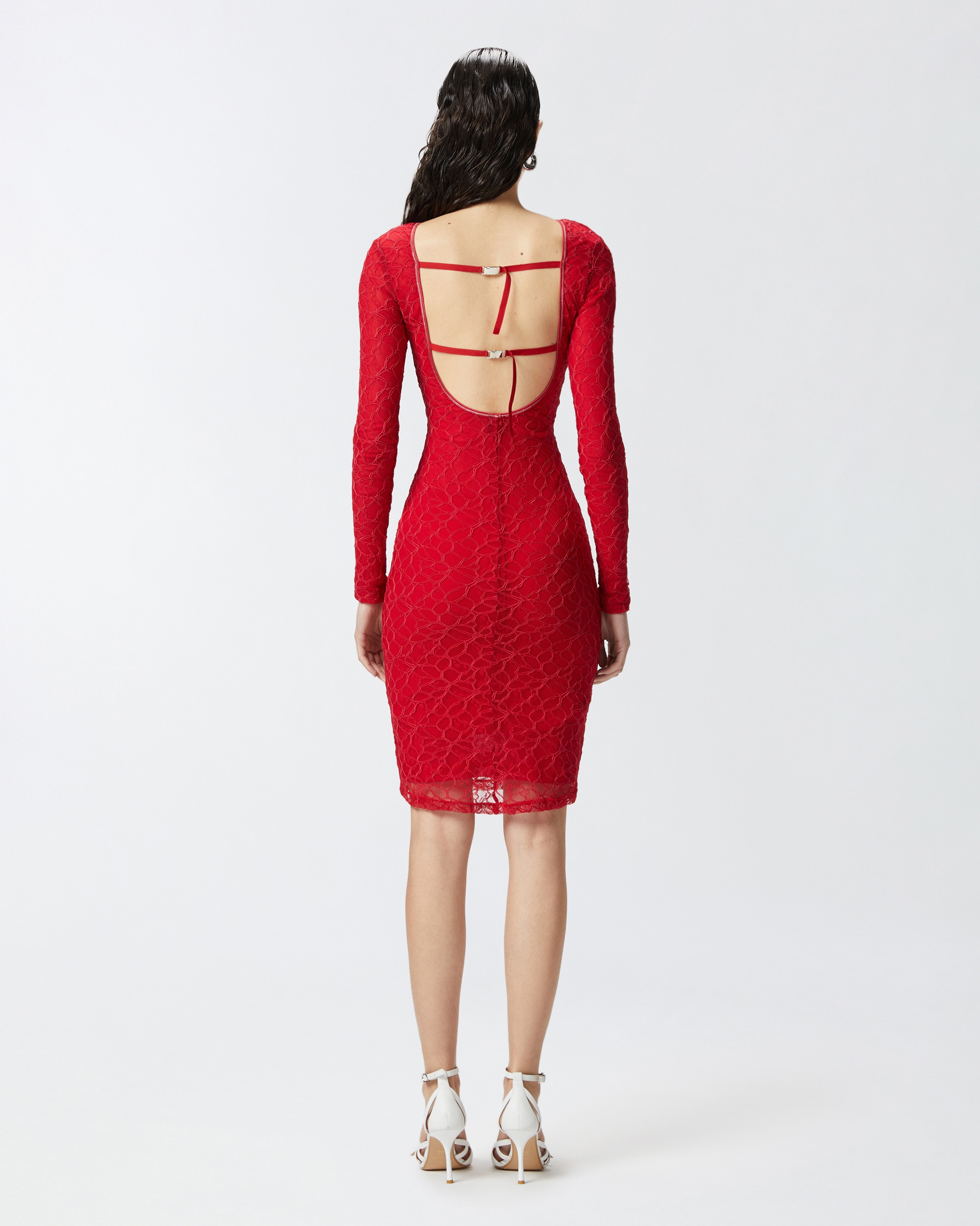 FITTED LACE DRESS WITH OPEN BACK - 4