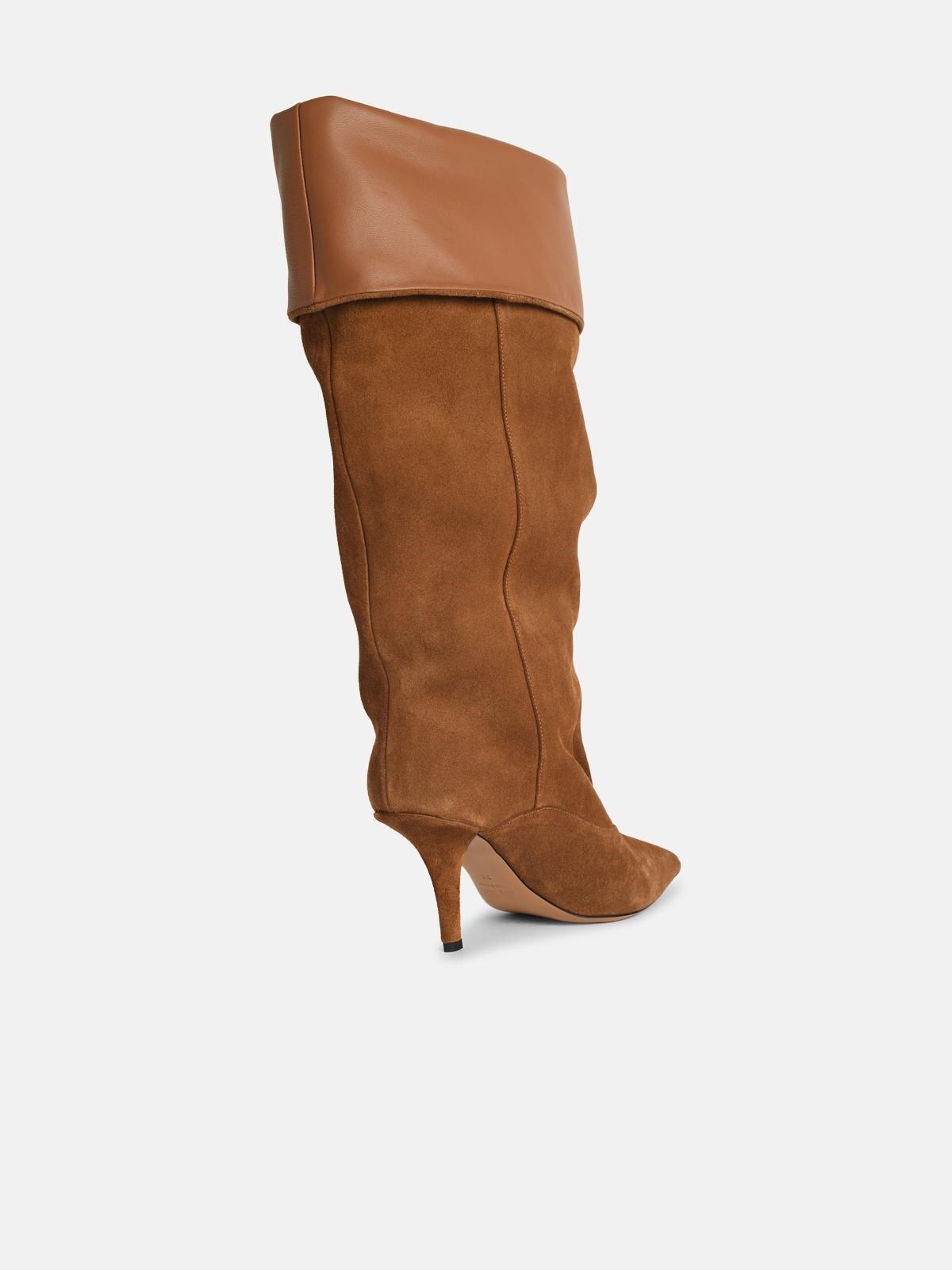 'INES REVERSE 75' SUEDE COGNAC BOOTS - 3